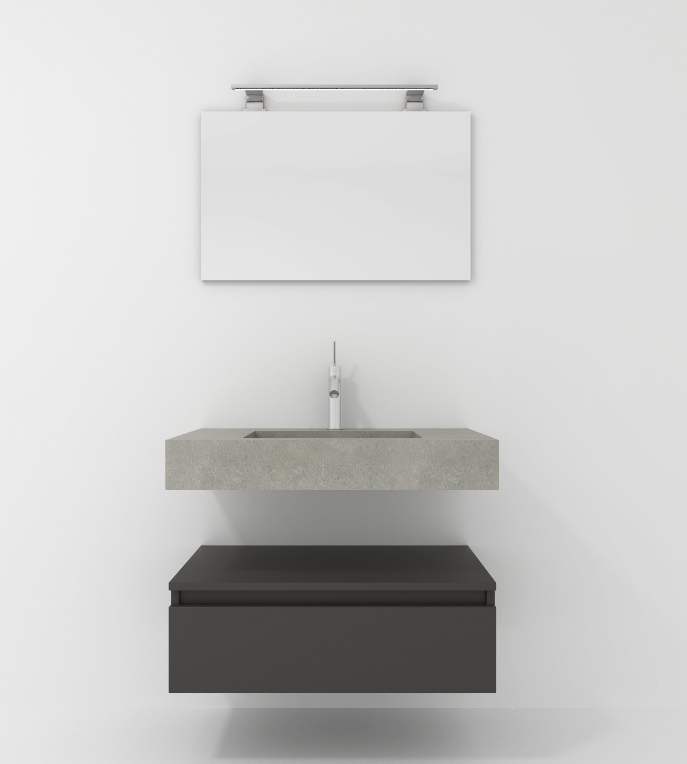 Pack Venus avec vasque compacte en marbre, miroir et projecteur LED