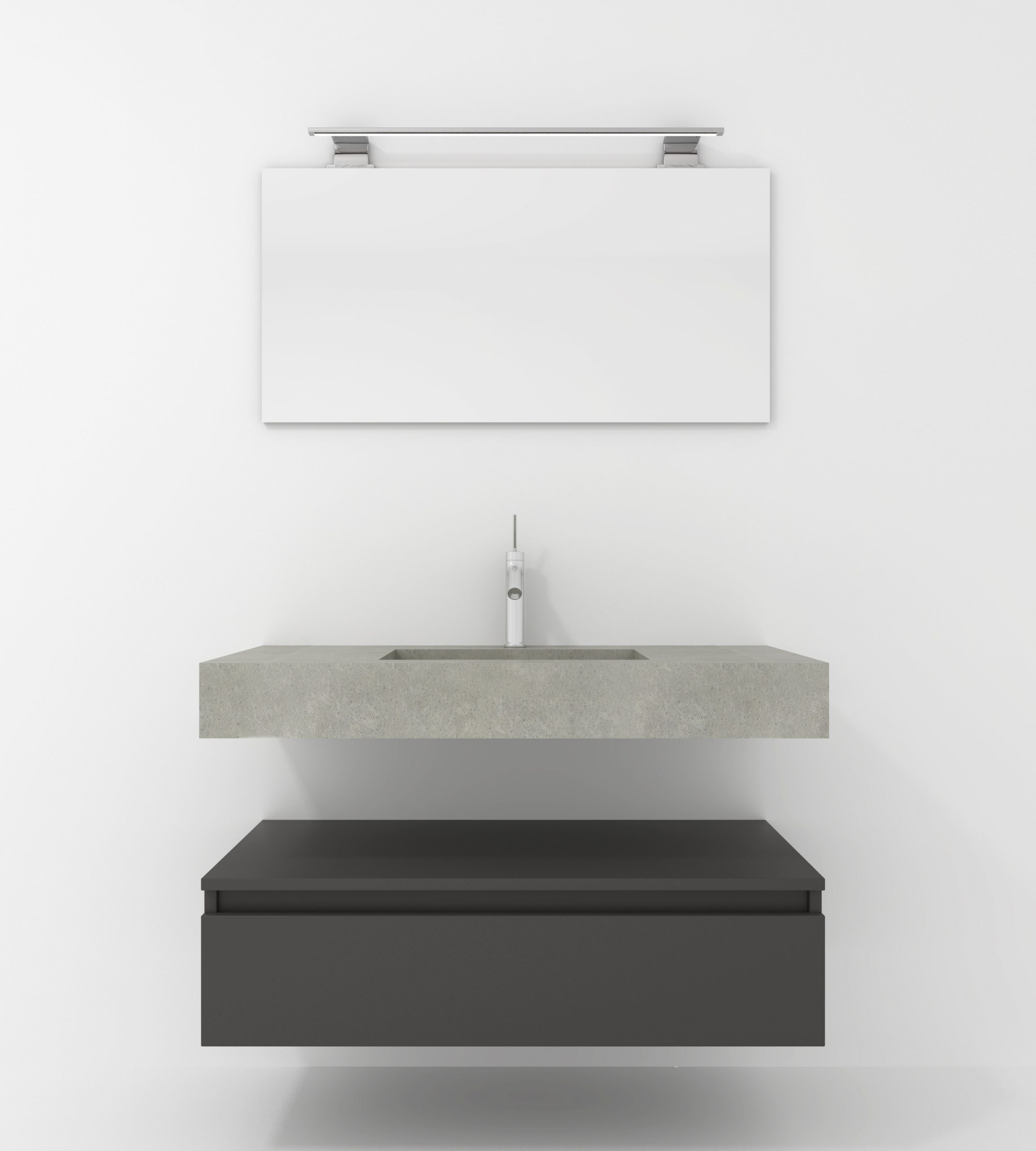 Pack Venus avec vasque compacte en marbre, miroir et projecteur LED