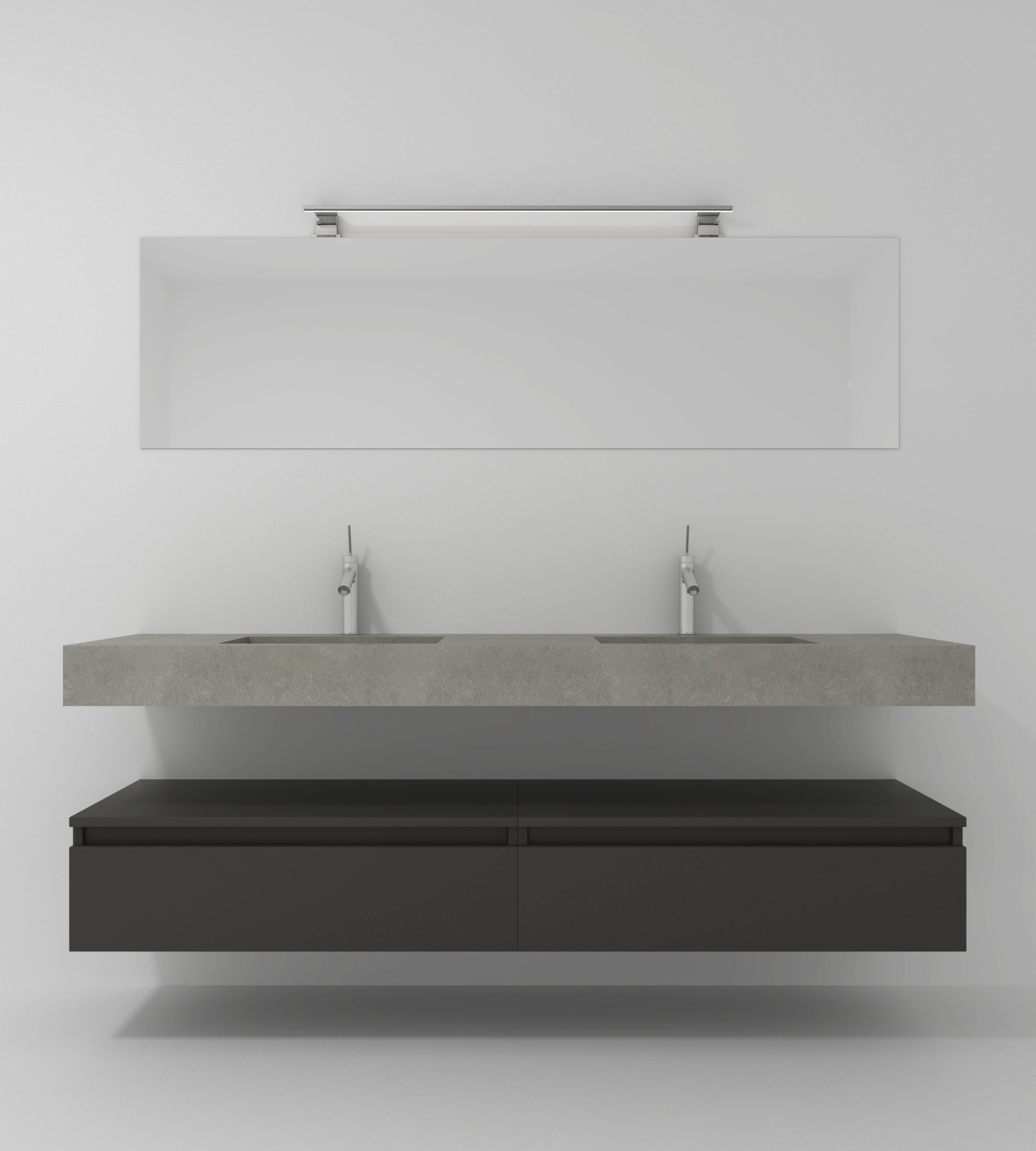 Pack Venus con lavabo mármol compacto doble seno, espejo y foco led