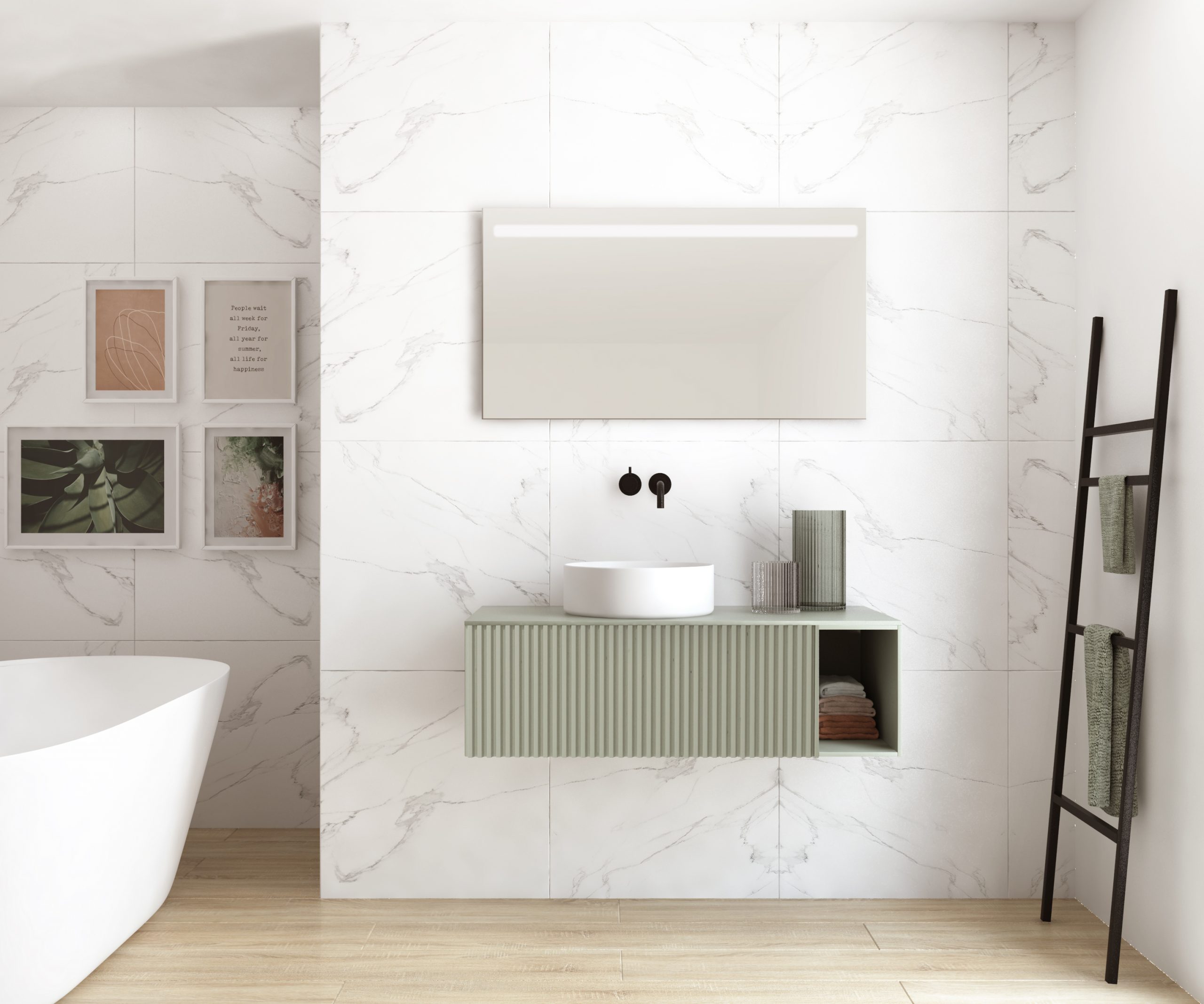 Pack Vologne + lavabo + espejo LED