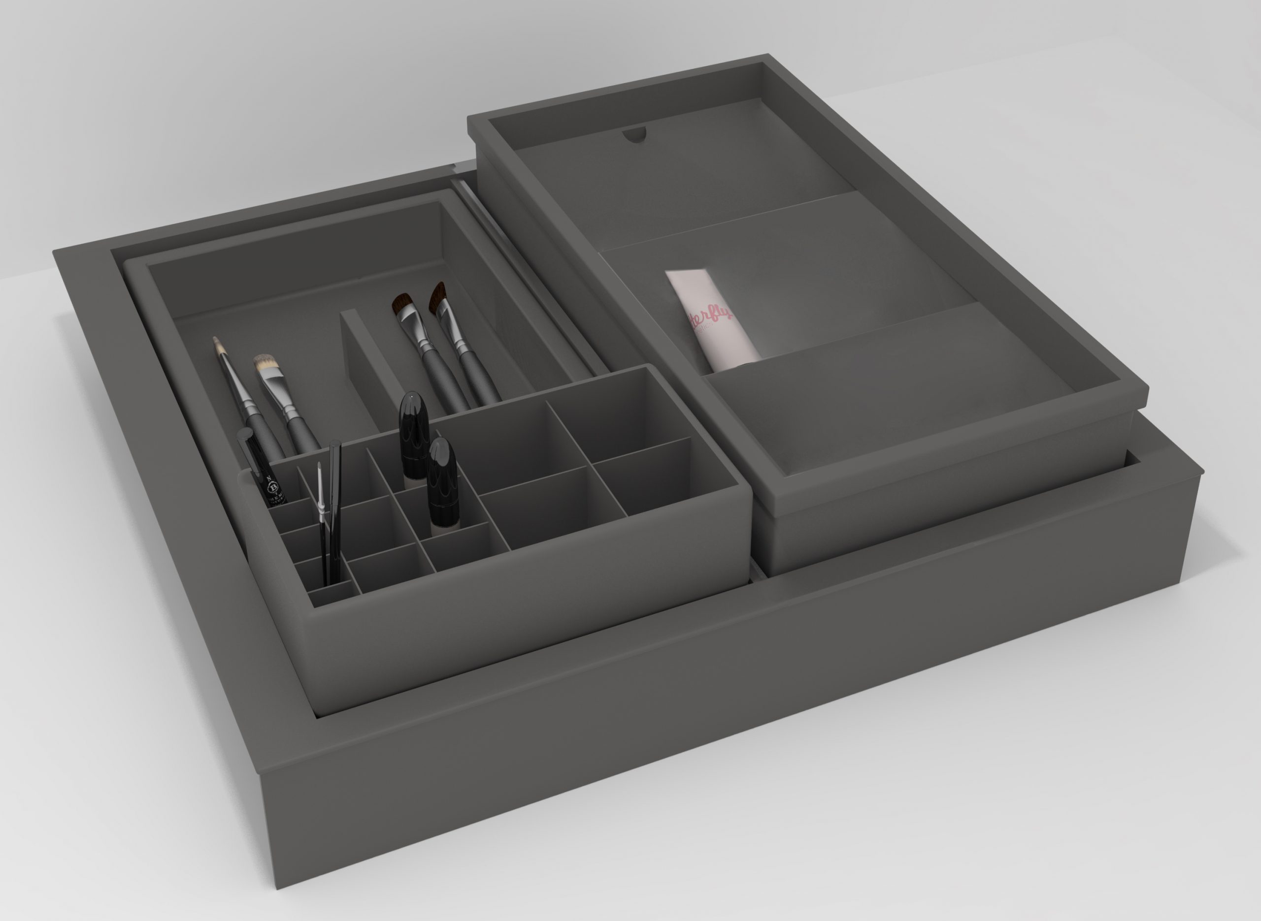 Kit d’accessoires pour l’organisation des cosmétiques + plateau multifonction + boîte de rangement