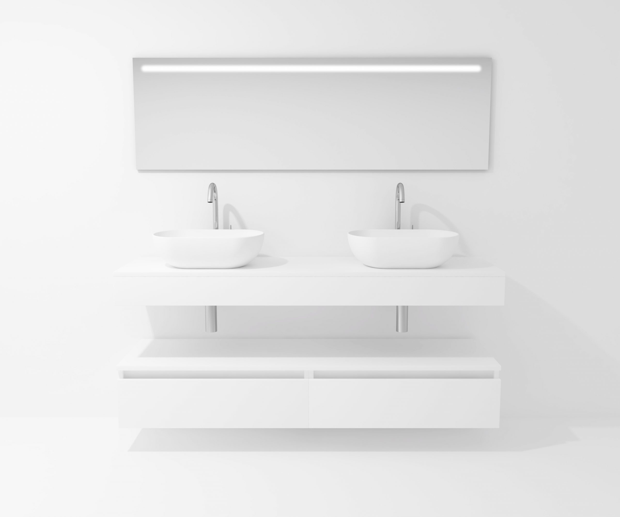 Pack Córcega con doble lavabo sobreencimera y espejo LED