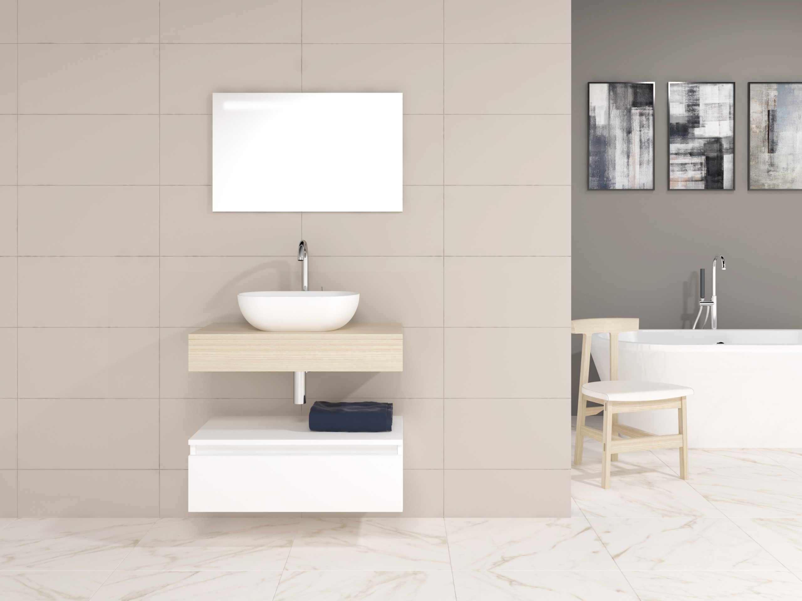 Pack Córcega con lavabo sobreencimera y espejo LED