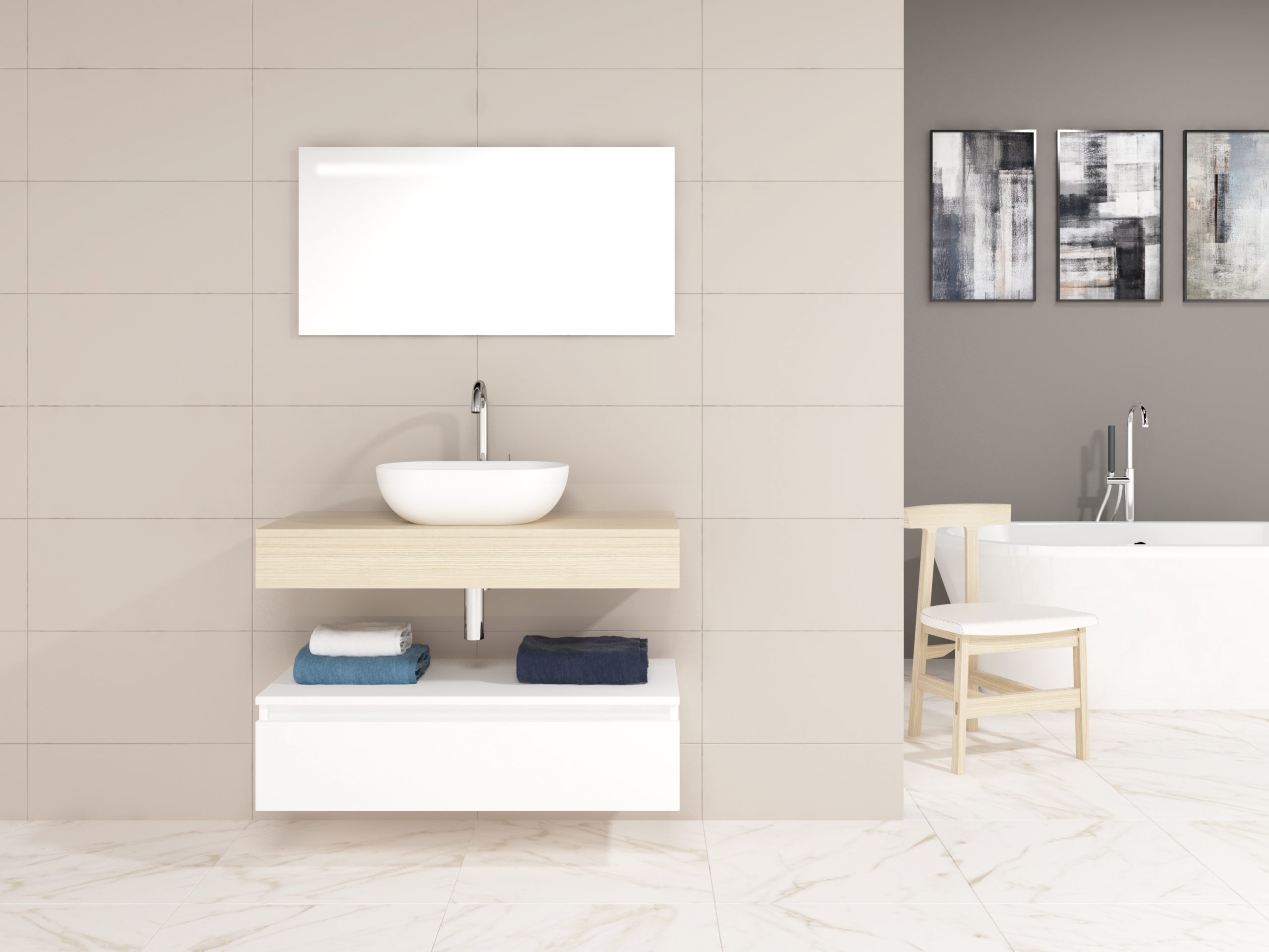 Pack Córcega con lavabo sobreencimera y espejo LED