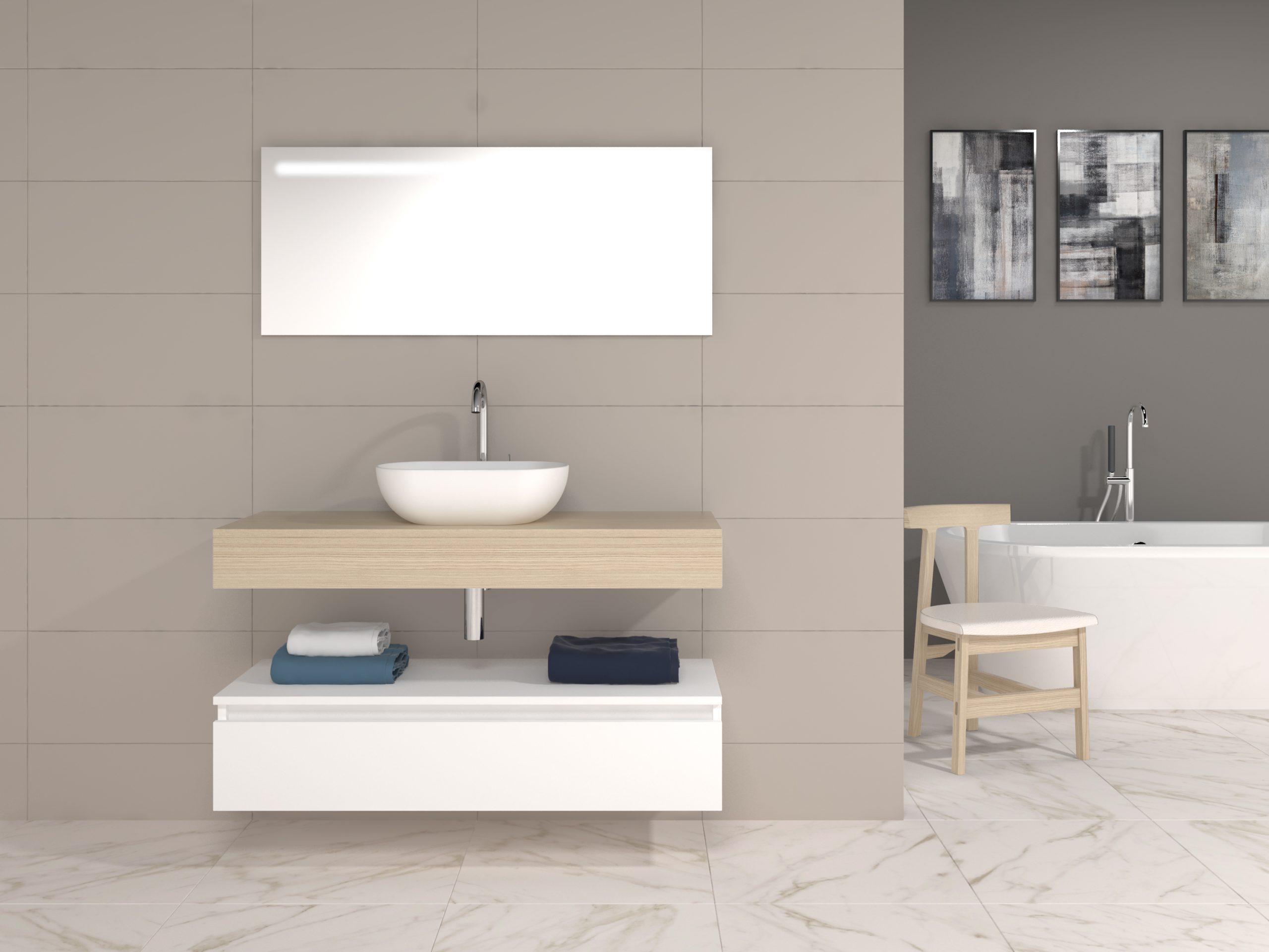 Pack Córcega con lavabo sobreencimera y espejo LED