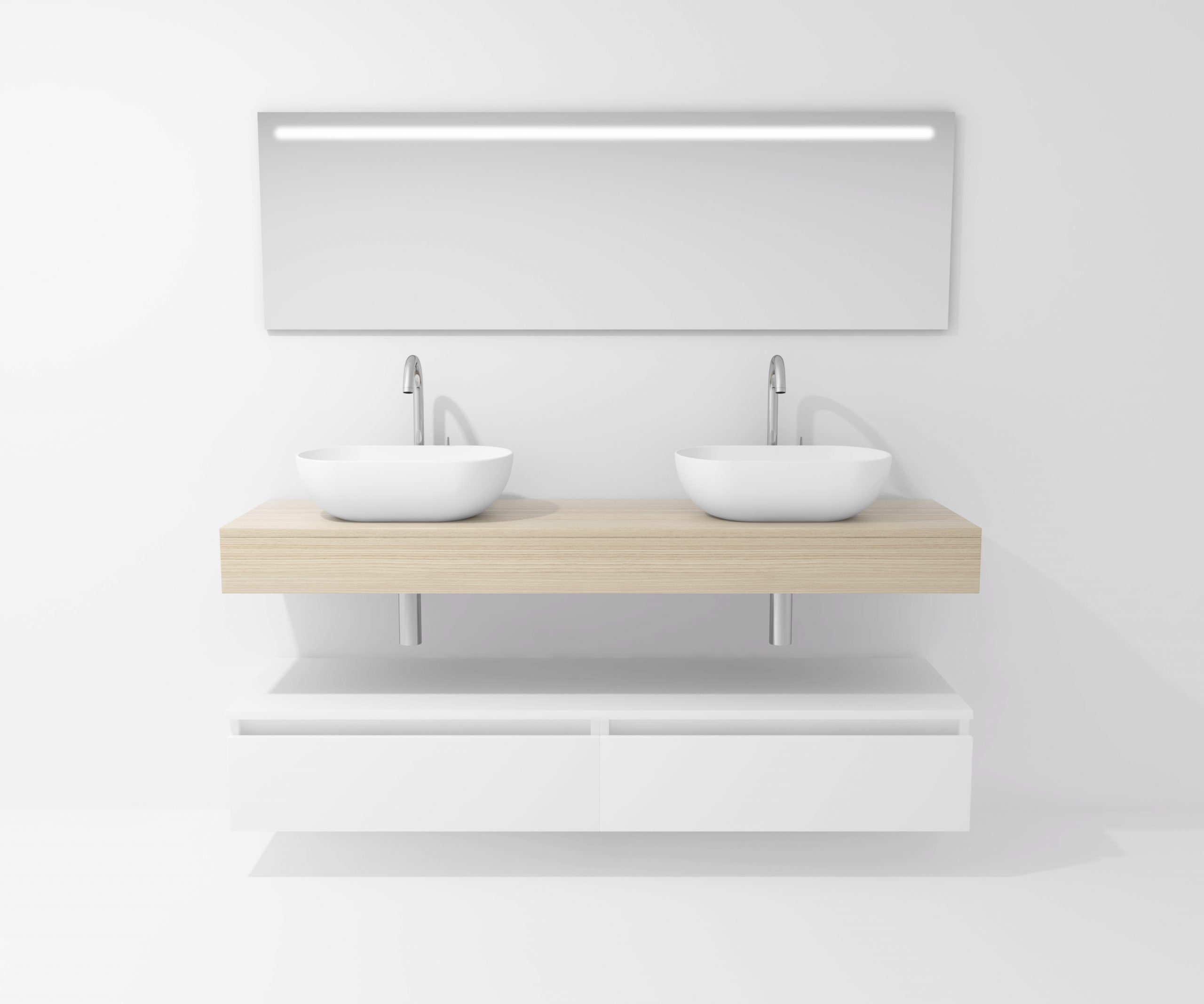 Pack Córcega con doble lavabo sobreencimera y espejo LED