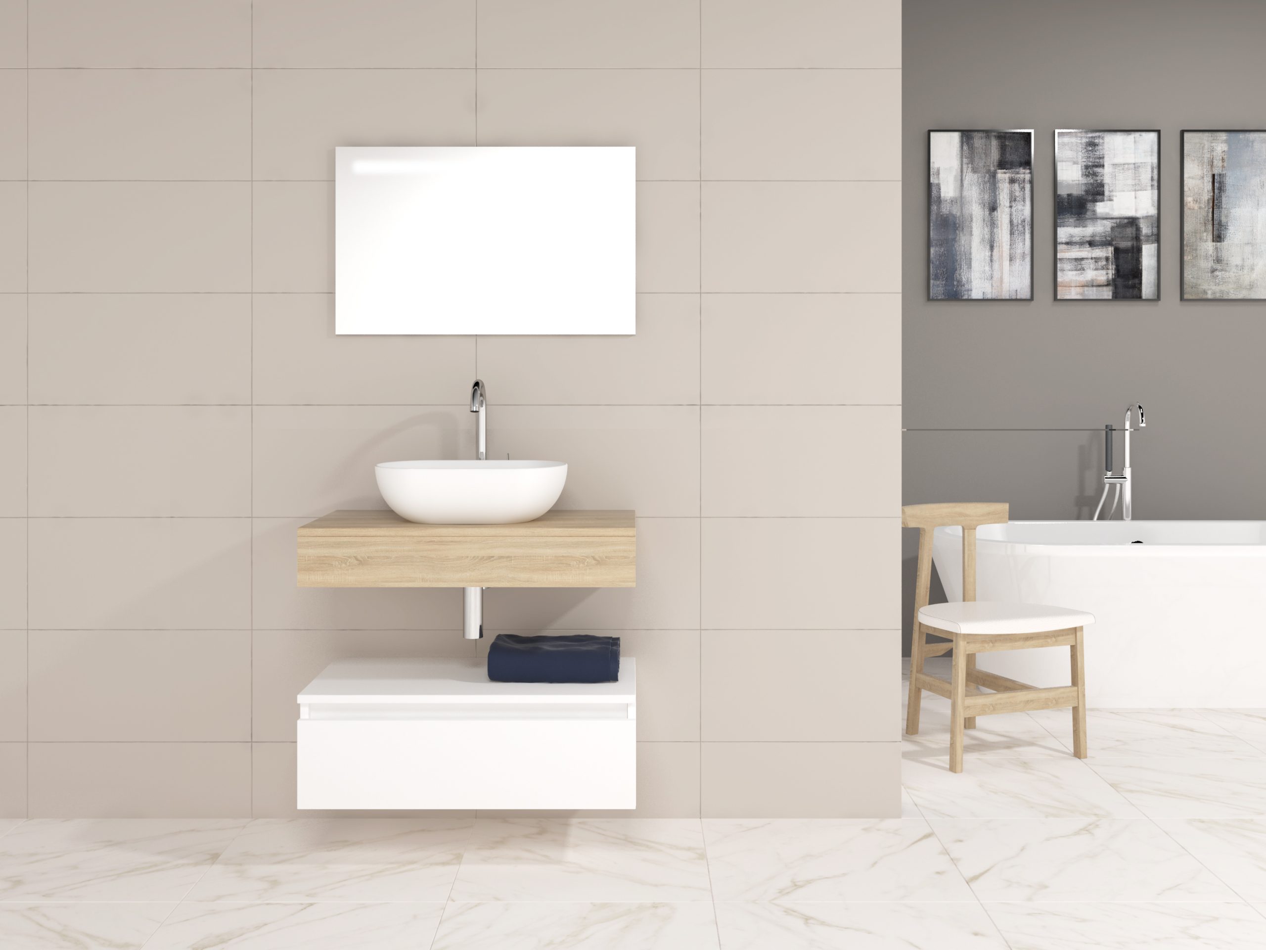 Pack Córcega con lavabo sobreencimera y espejo LED