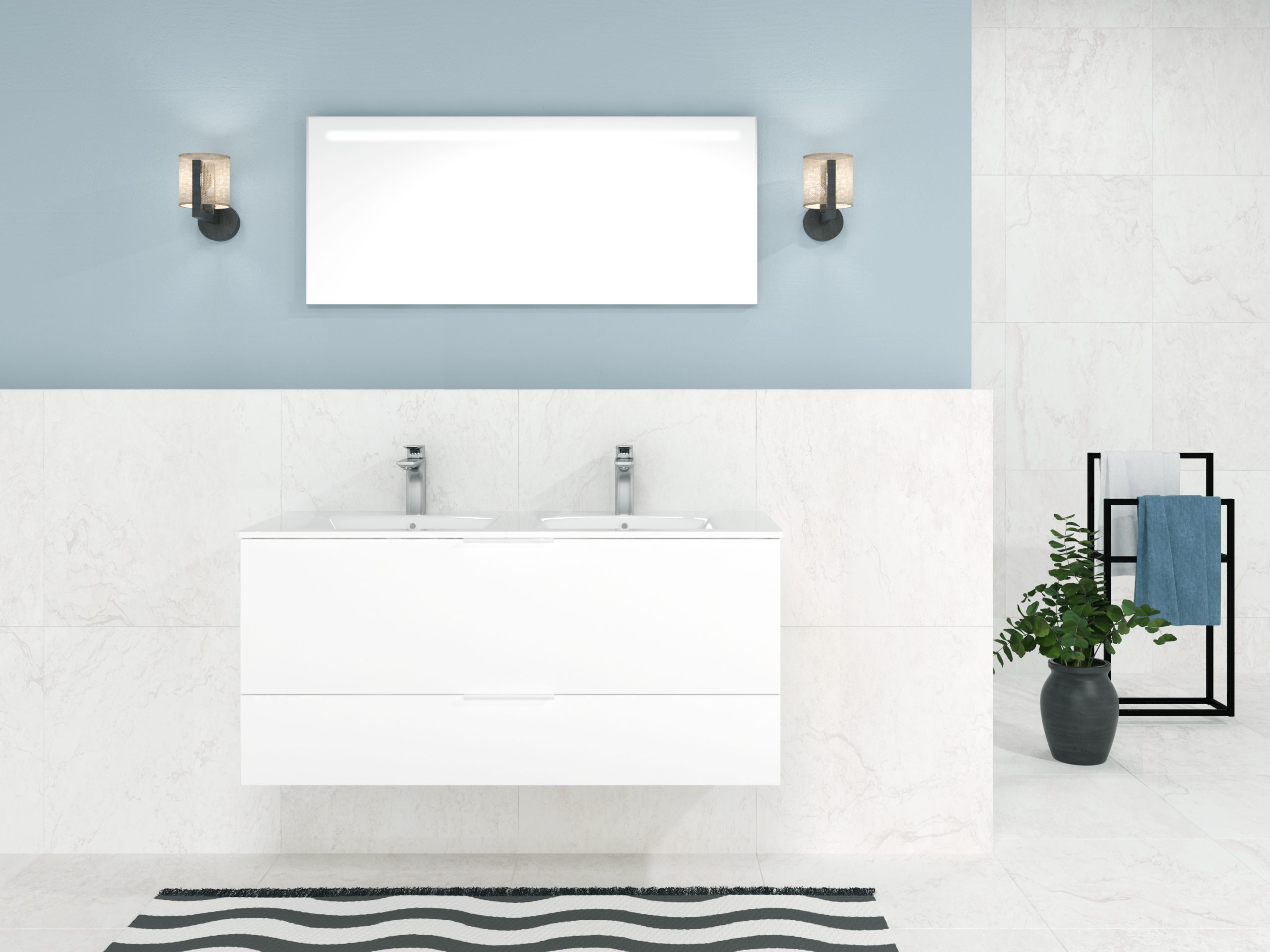 Pack Orléans avec lavabo et miroir LED