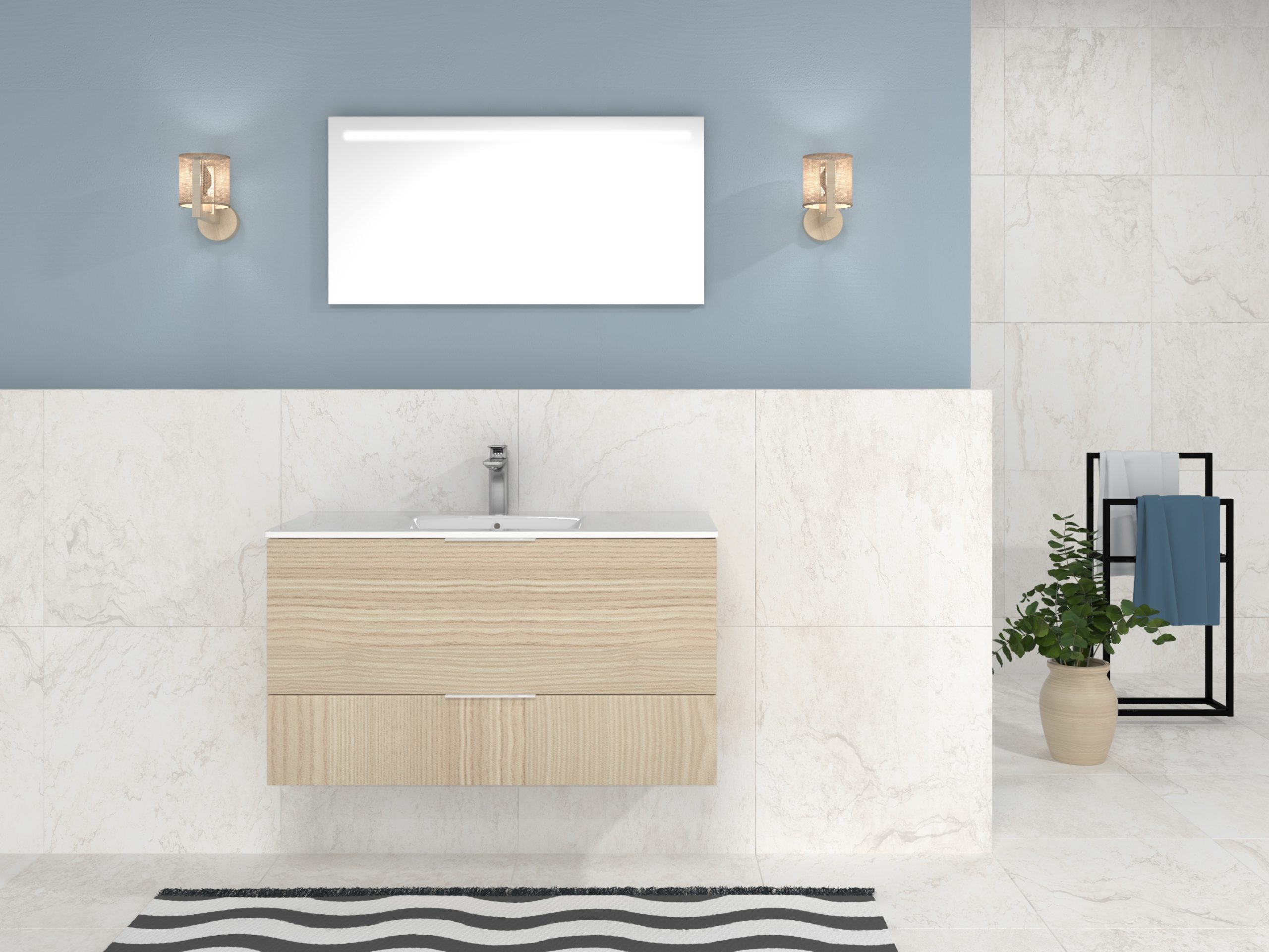 Pack Orléans avec lavabo et miroir LED