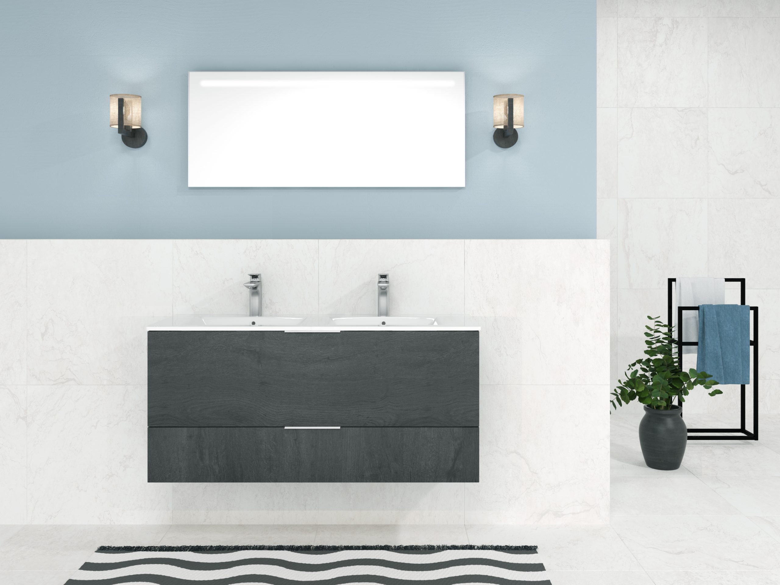 Pack Orléans avec lavabo et miroir LED