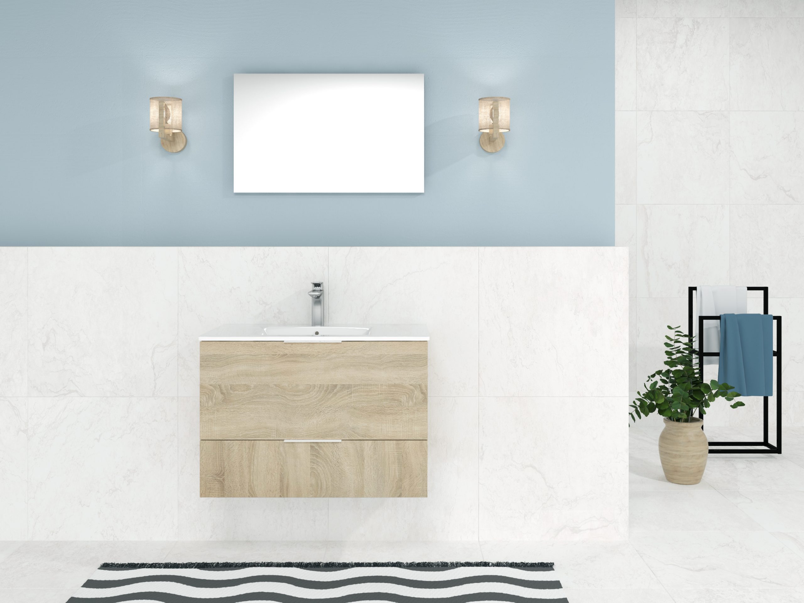 Pack Orléans avec lavabo et miroir LED