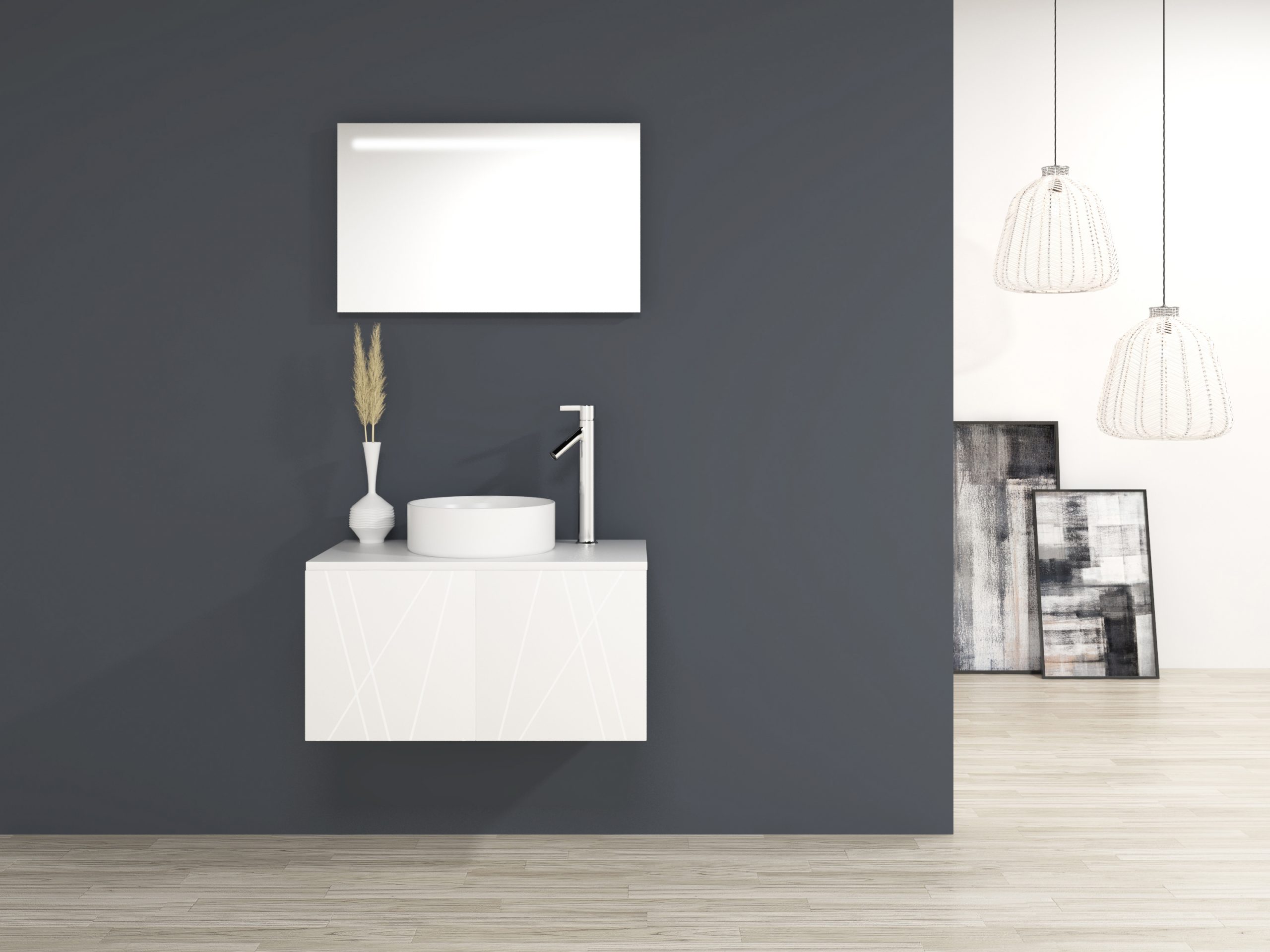 Pack Paimport avec vasque à poser et miroir LED