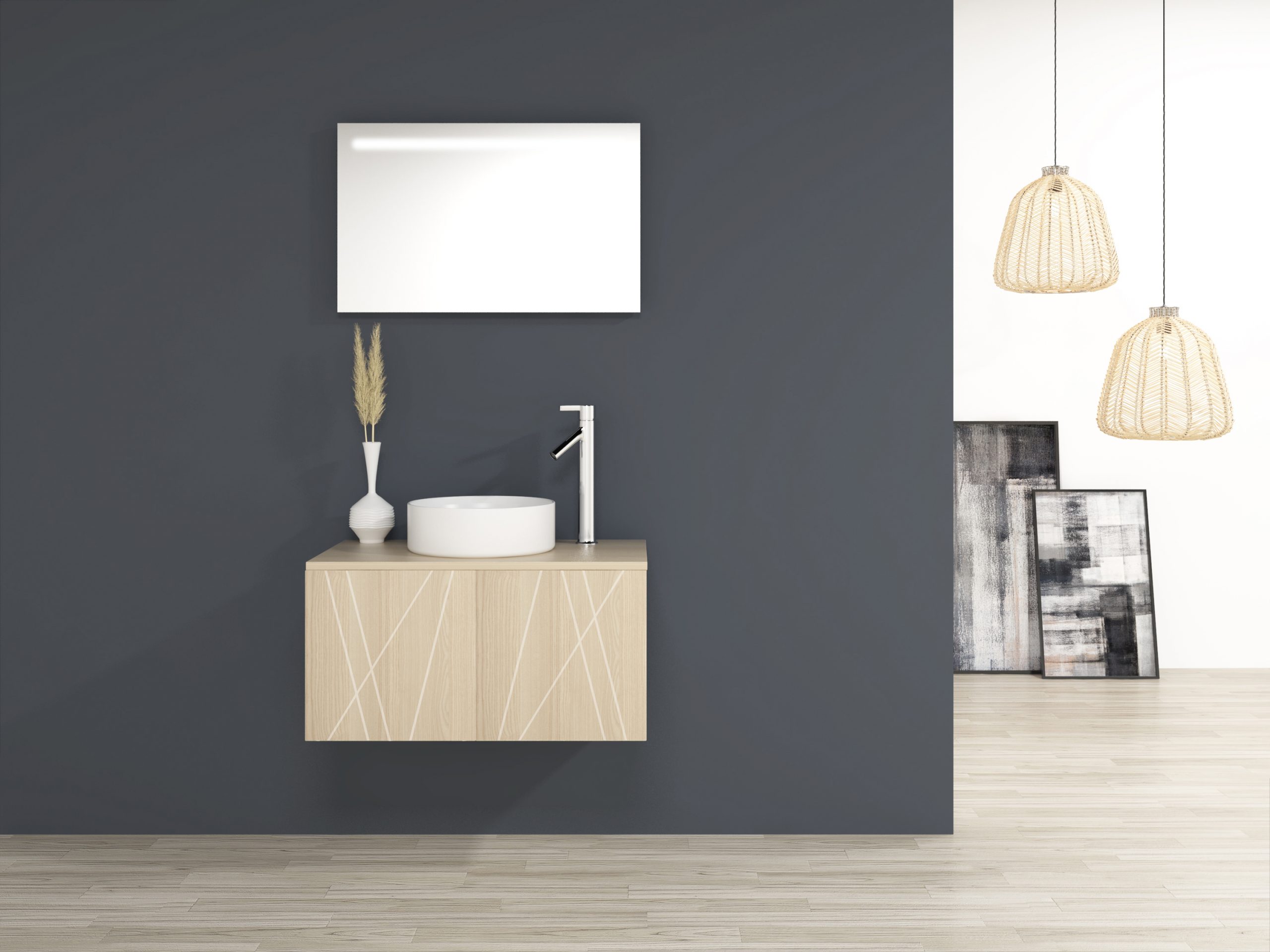 Pack Paimport avec vasque à poser et miroir LED