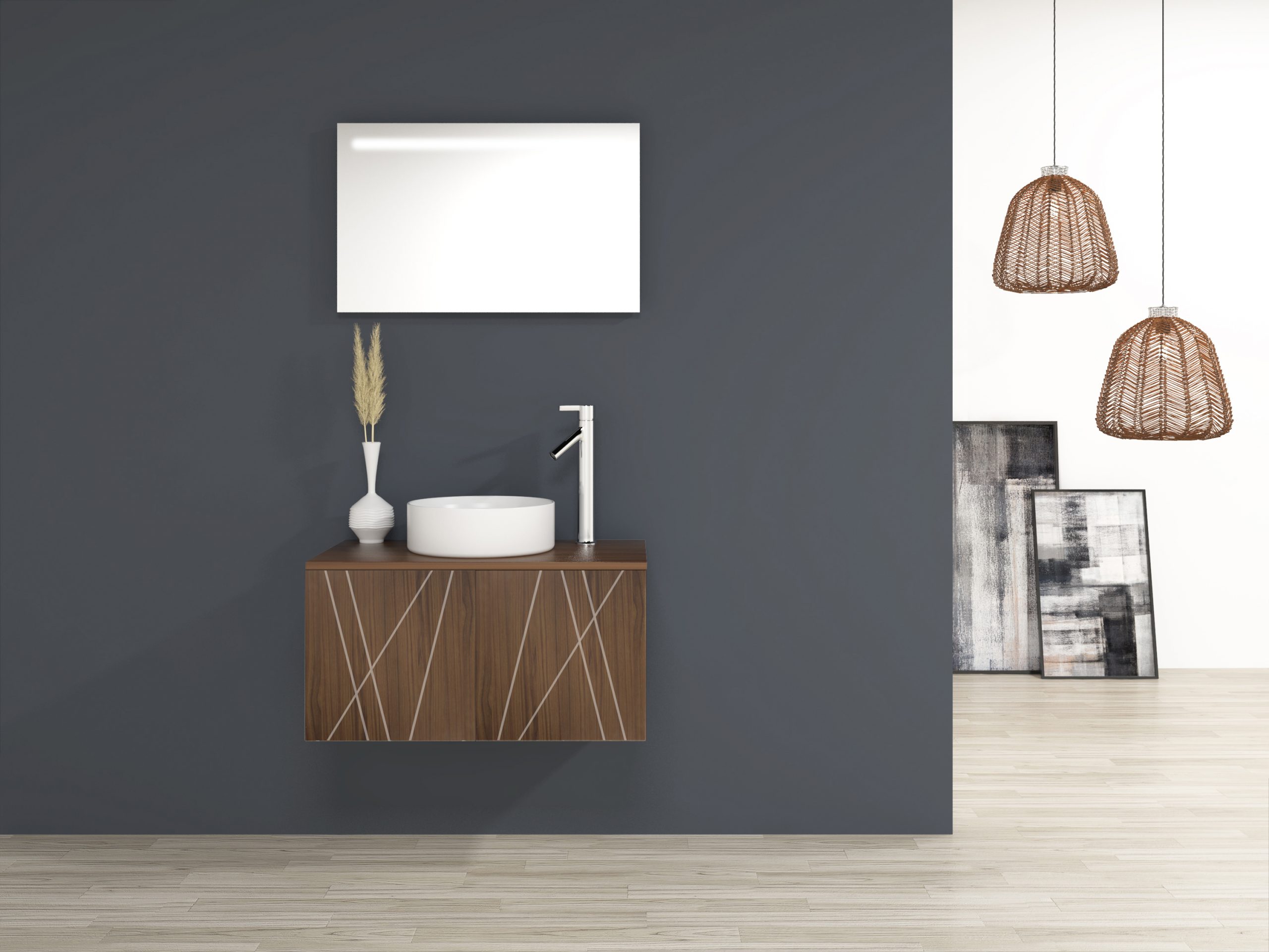 Pack Paimport avec vasque à poser et miroir LED