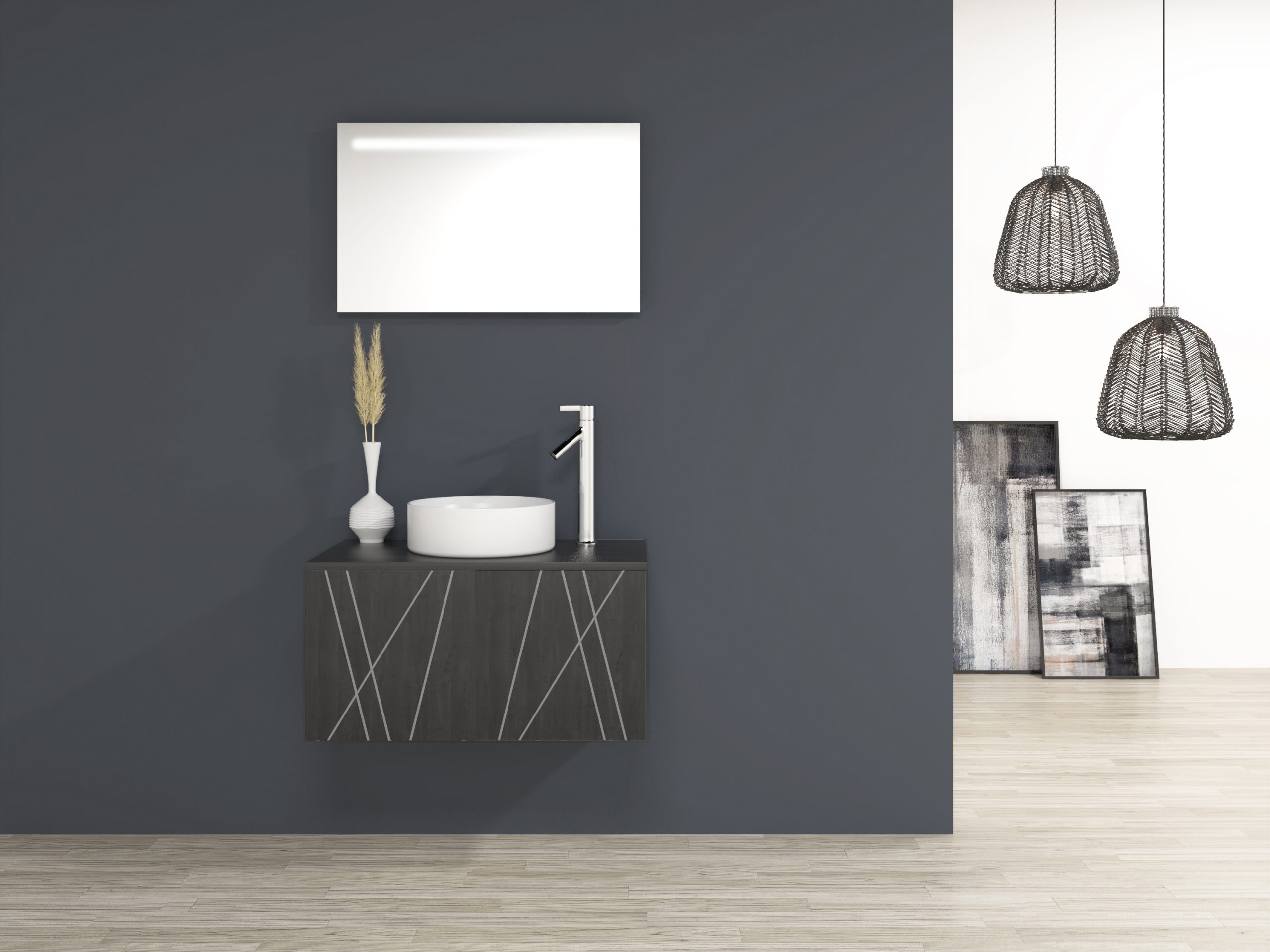 Pack Paimport avec vasque à poser et miroir LED