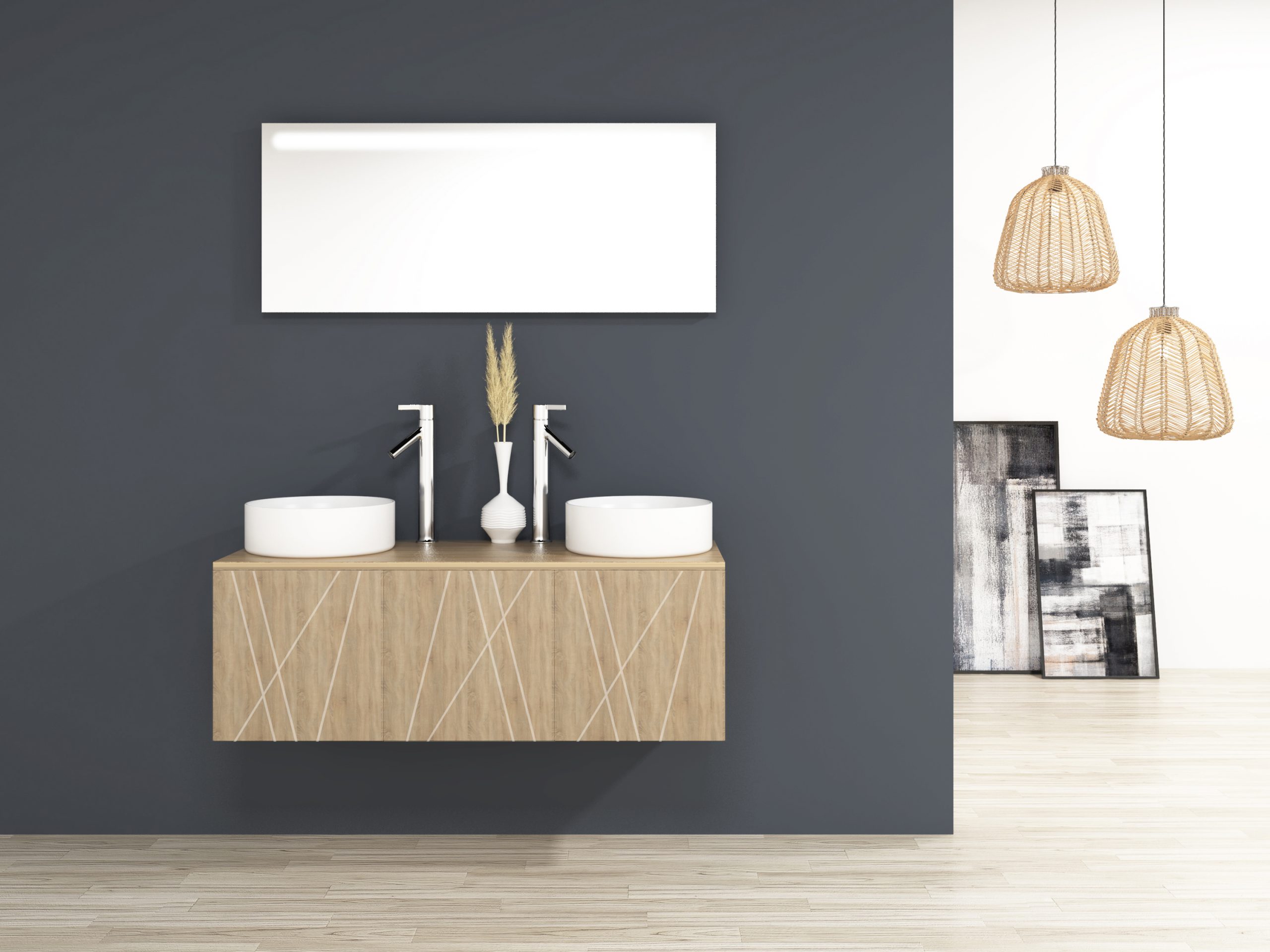 Pack Paimport avec vasque à poser et miroir LED