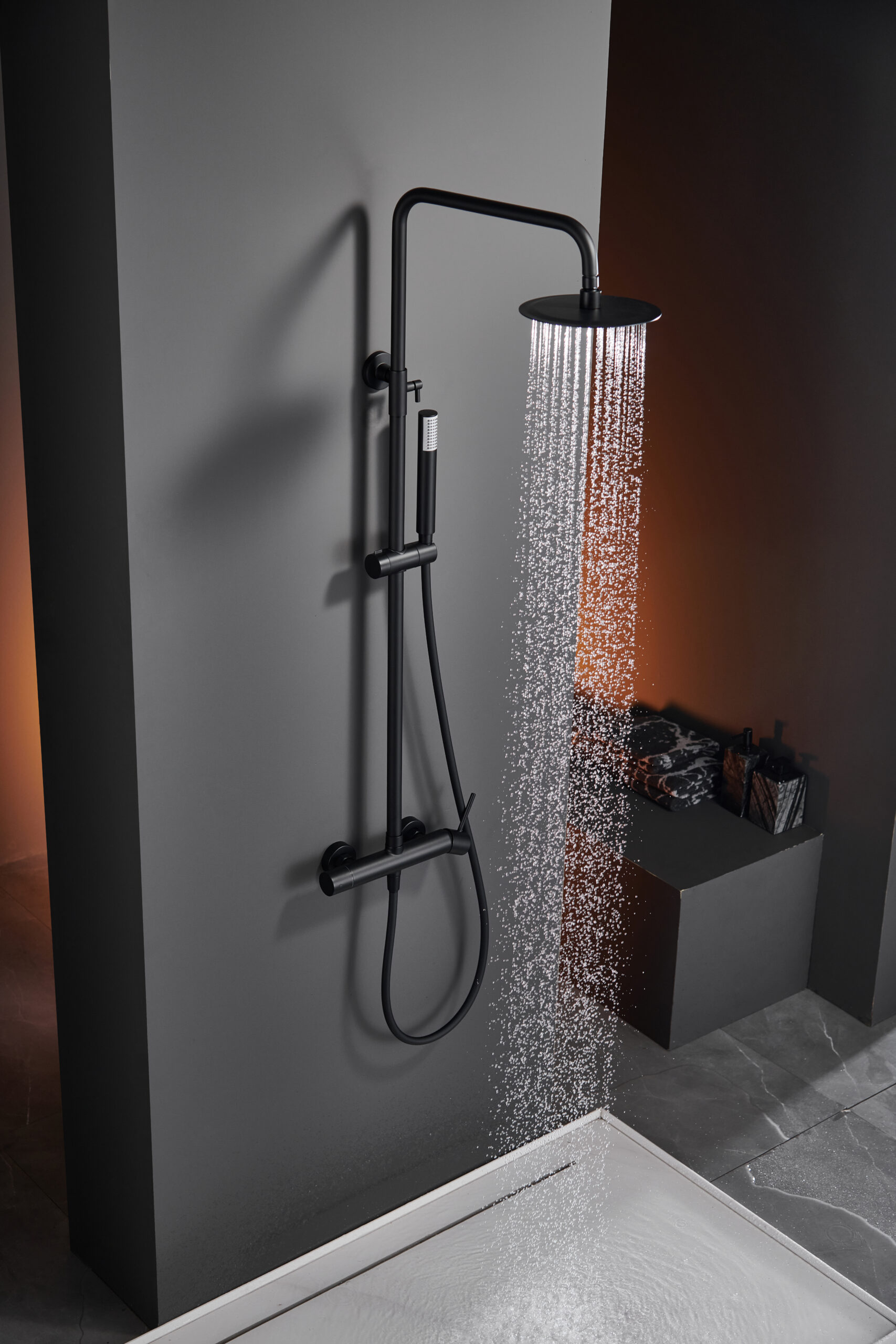 CONJUNTO DUCHA MONOMANDO TENERIFE NEGRO MATE