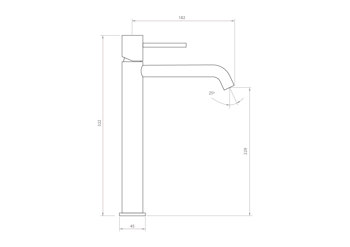 MONOMANDO LAVABO ALTO TENERIFE NEGRO MATE