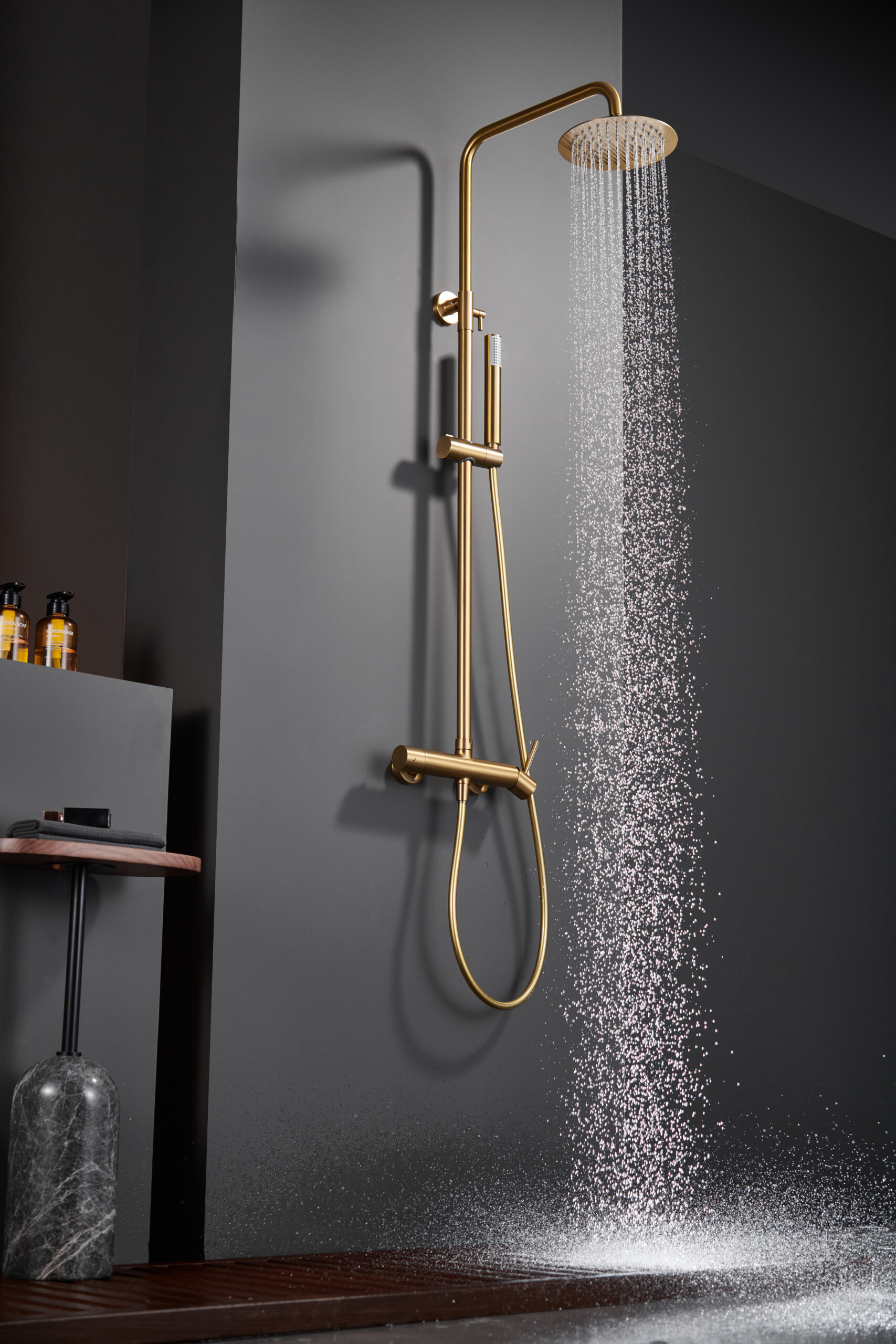 CONJUNTO DUCHA MONOMANDO TENERIFE ORO CEPILLADO