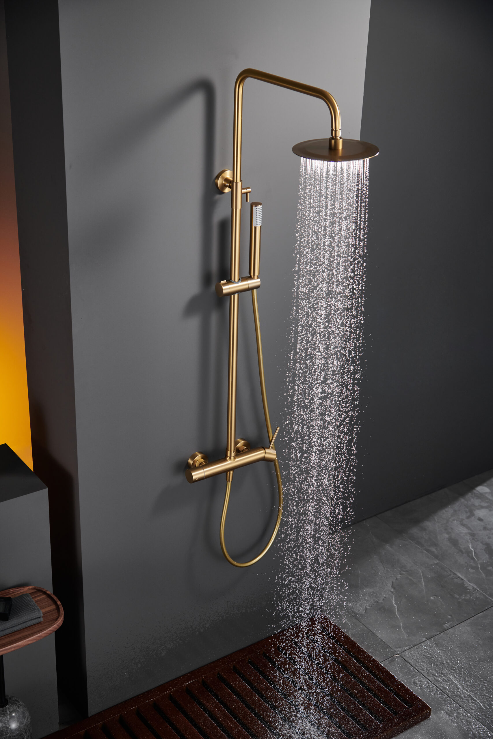 CONJUNTO DUCHA MONOMANDO TENERIFE ORO CEPILLADO