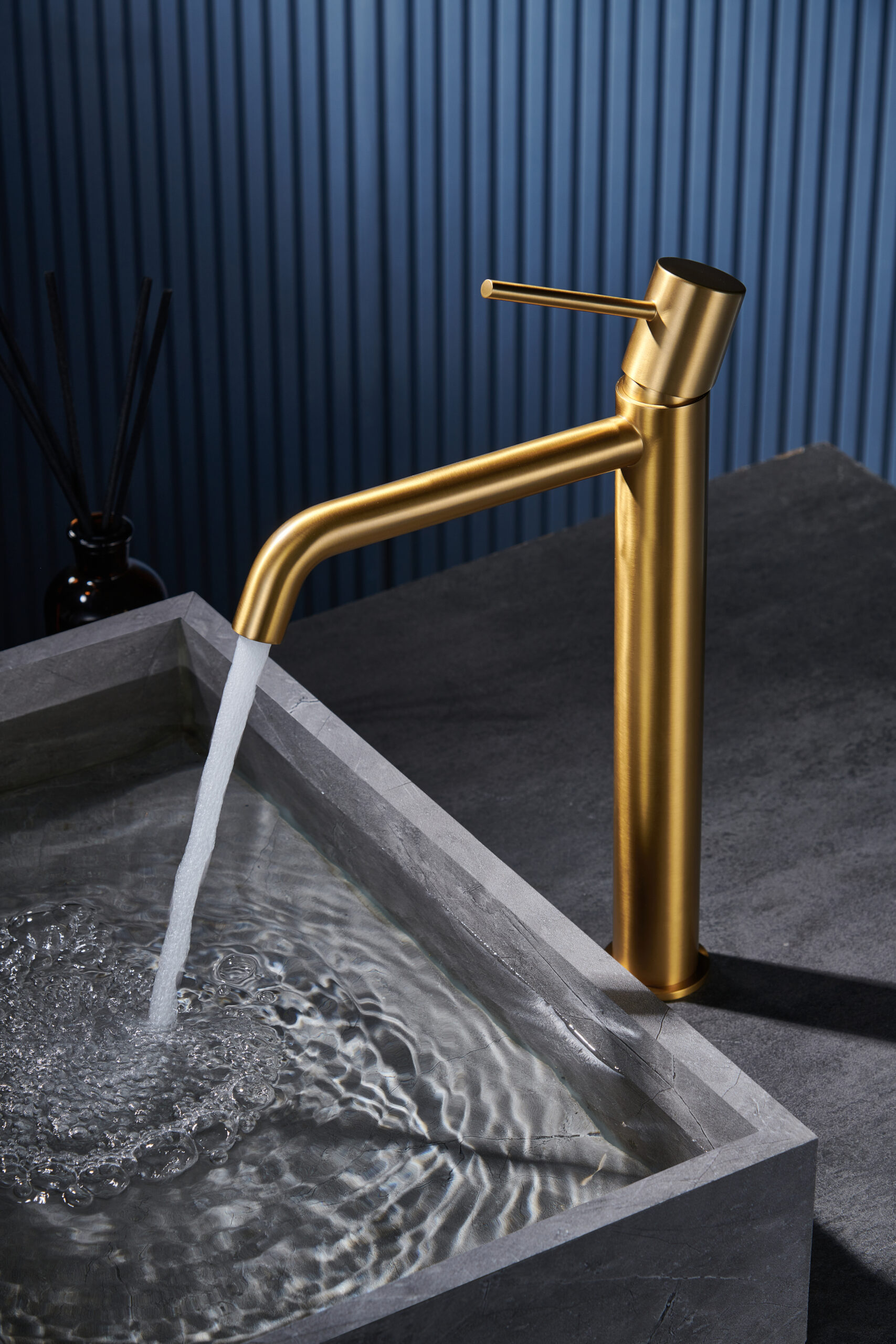 MONOMANDO LAVABO ALTO TENERIFE ORO CEPILLADO