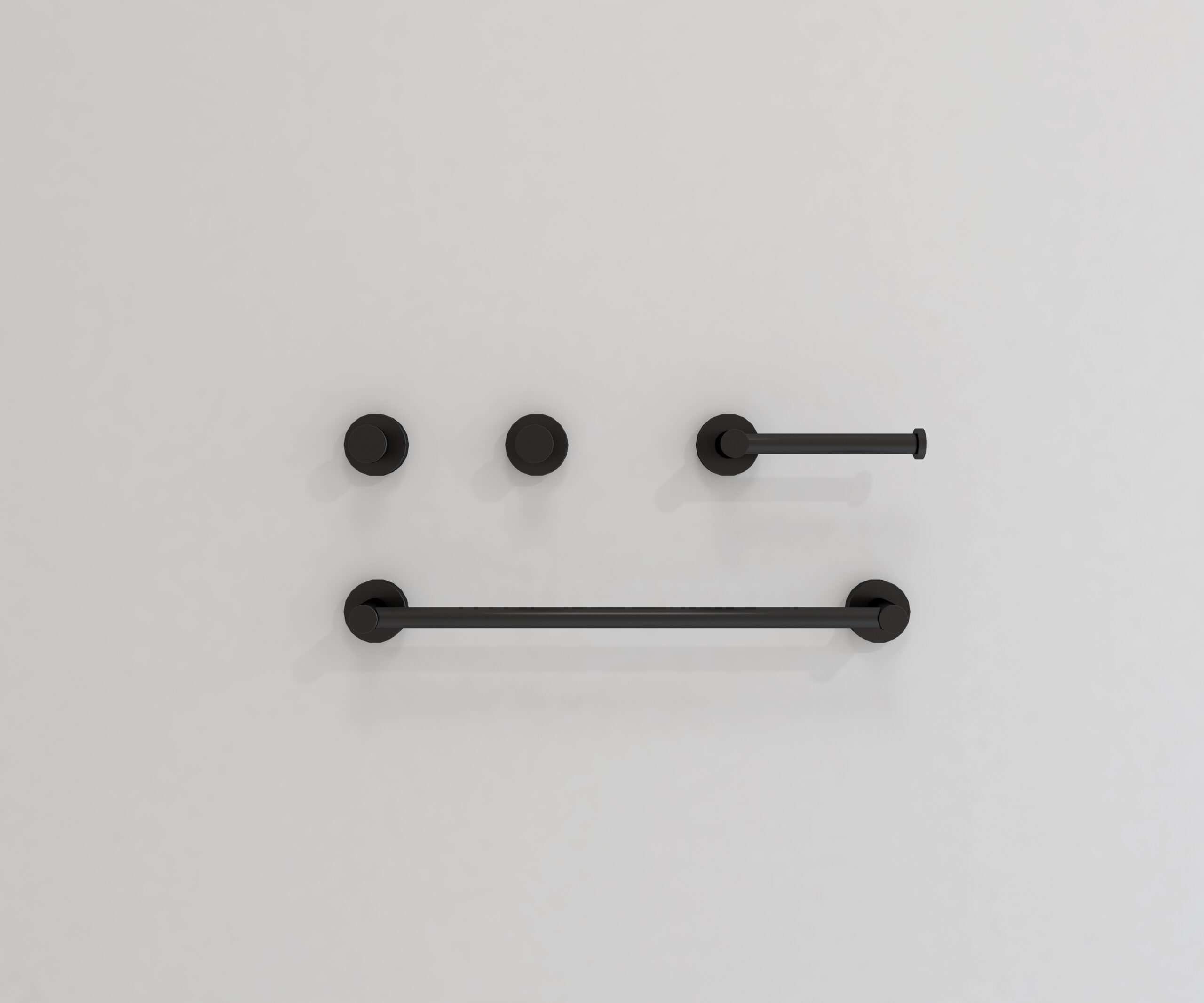 Pack accesorios SET BALI toallero + portarollos + doble percha negro mate