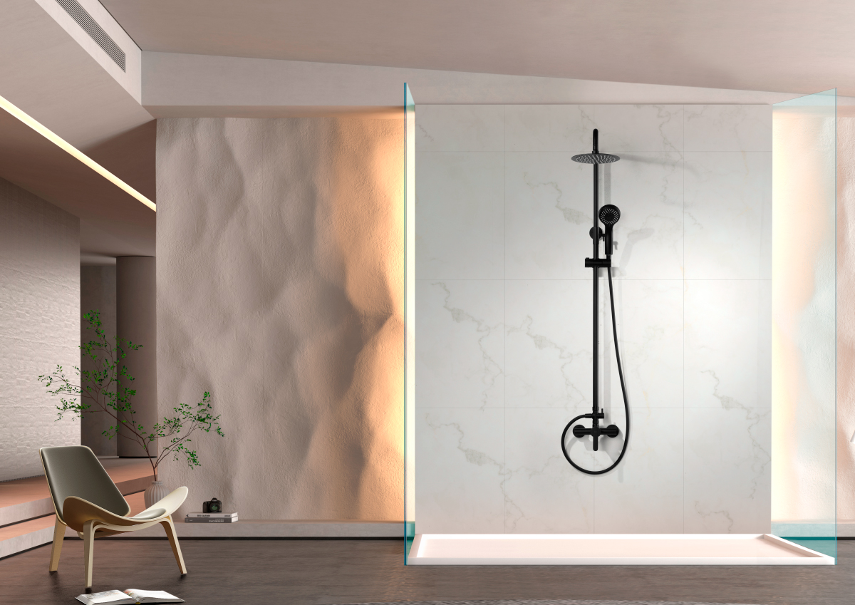 CONJUNTO DUCHA MONOMANDO FORMENTERA NEGRO MATE