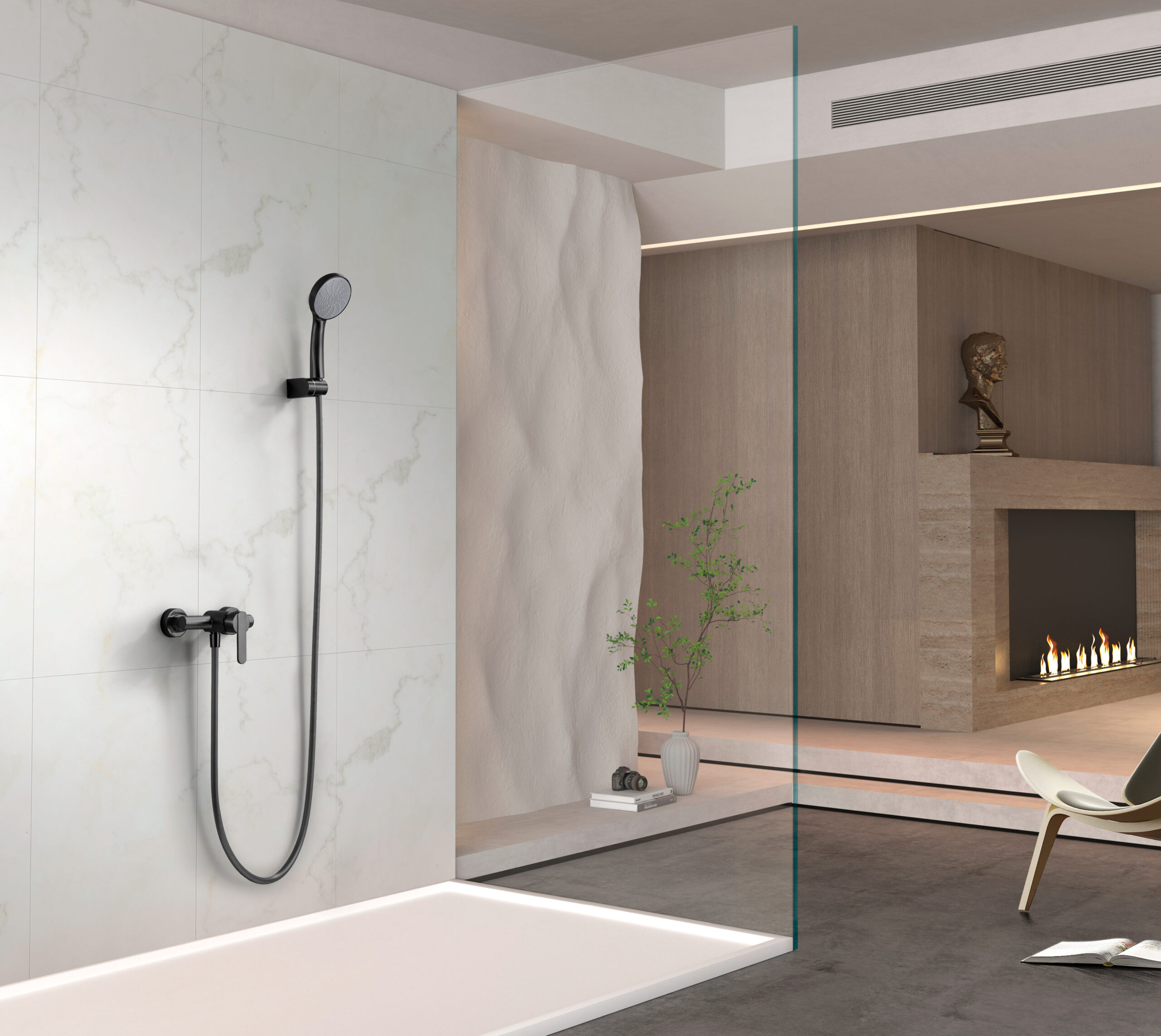 KIT DE DOUCHE MONOMAND FORMENTERA NOIR MAT