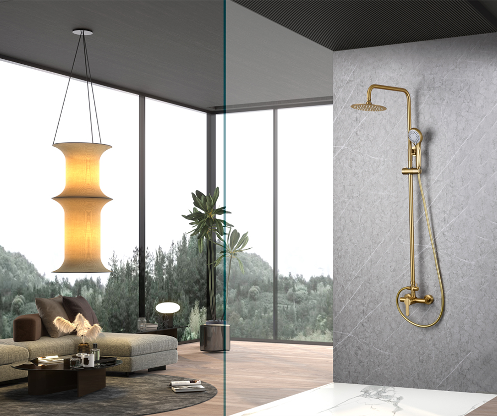 CONJUNTO DUCHA MONOMANDO FORMENTERA ORO CEPILLADO