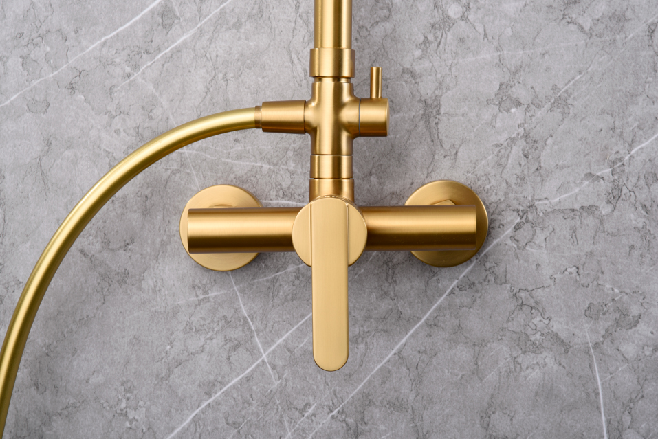 CONJUNTO DUCHA MONOMANDO FORMENTERA ORO CEPILLADO