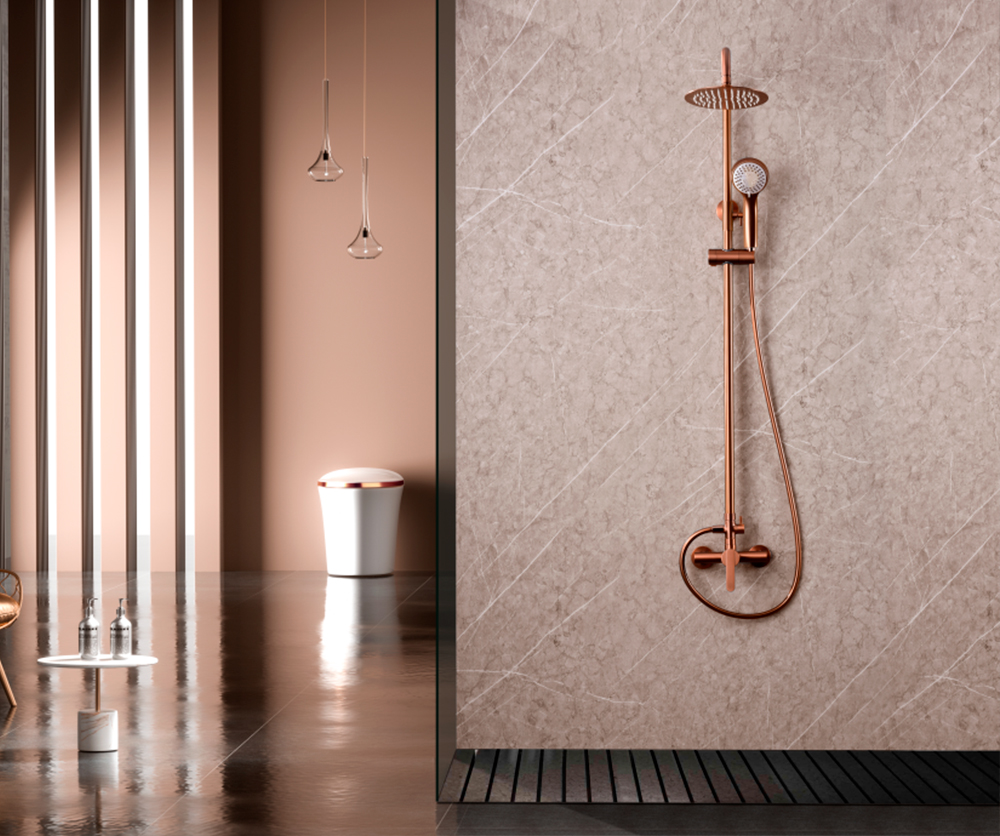 CONJUNTO DUCHA MONOMANDO FORMENTERA ORO ROSA CEPILLADO