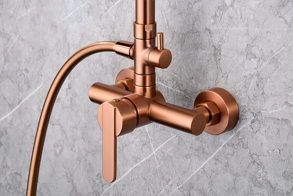 CONJUNTO DUCHA MONOMANDO FORMENTERA ORO ROSA CEPILLADO