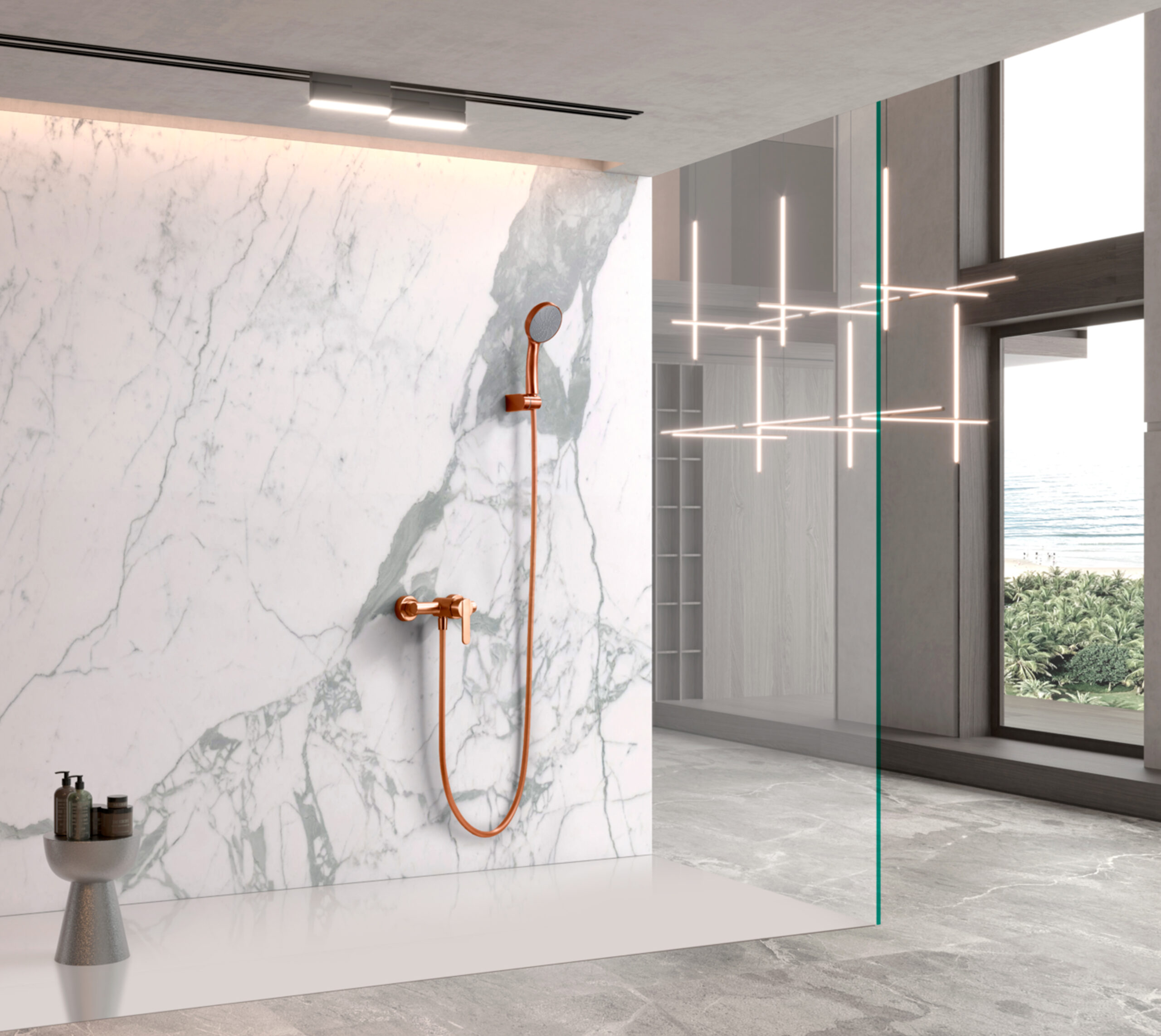 KIT DE DOUCHE MONOMAND FORMENTERA OR ROSE BROSSÉ