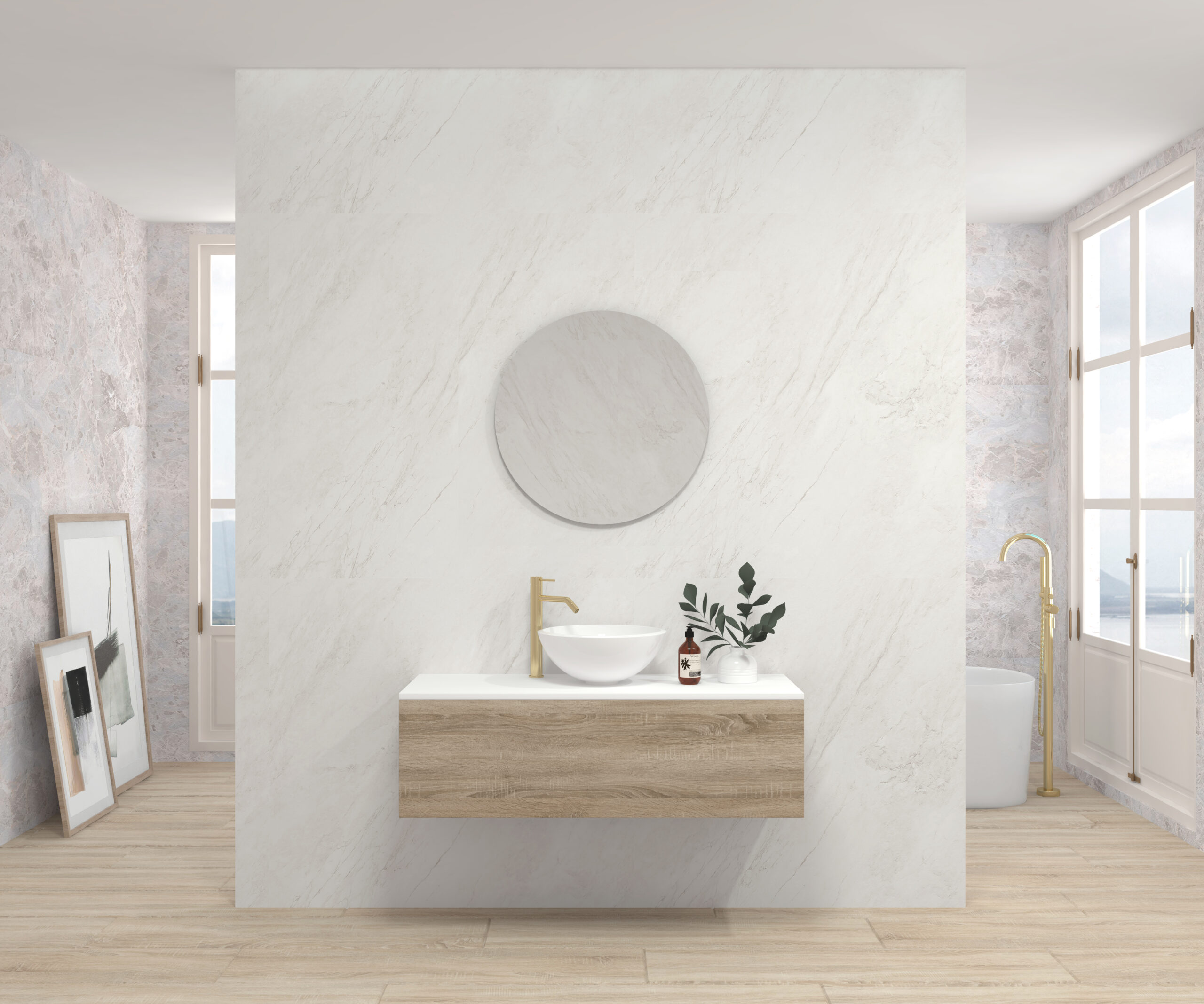 Pack DUMAS + lavabo + espejo circular