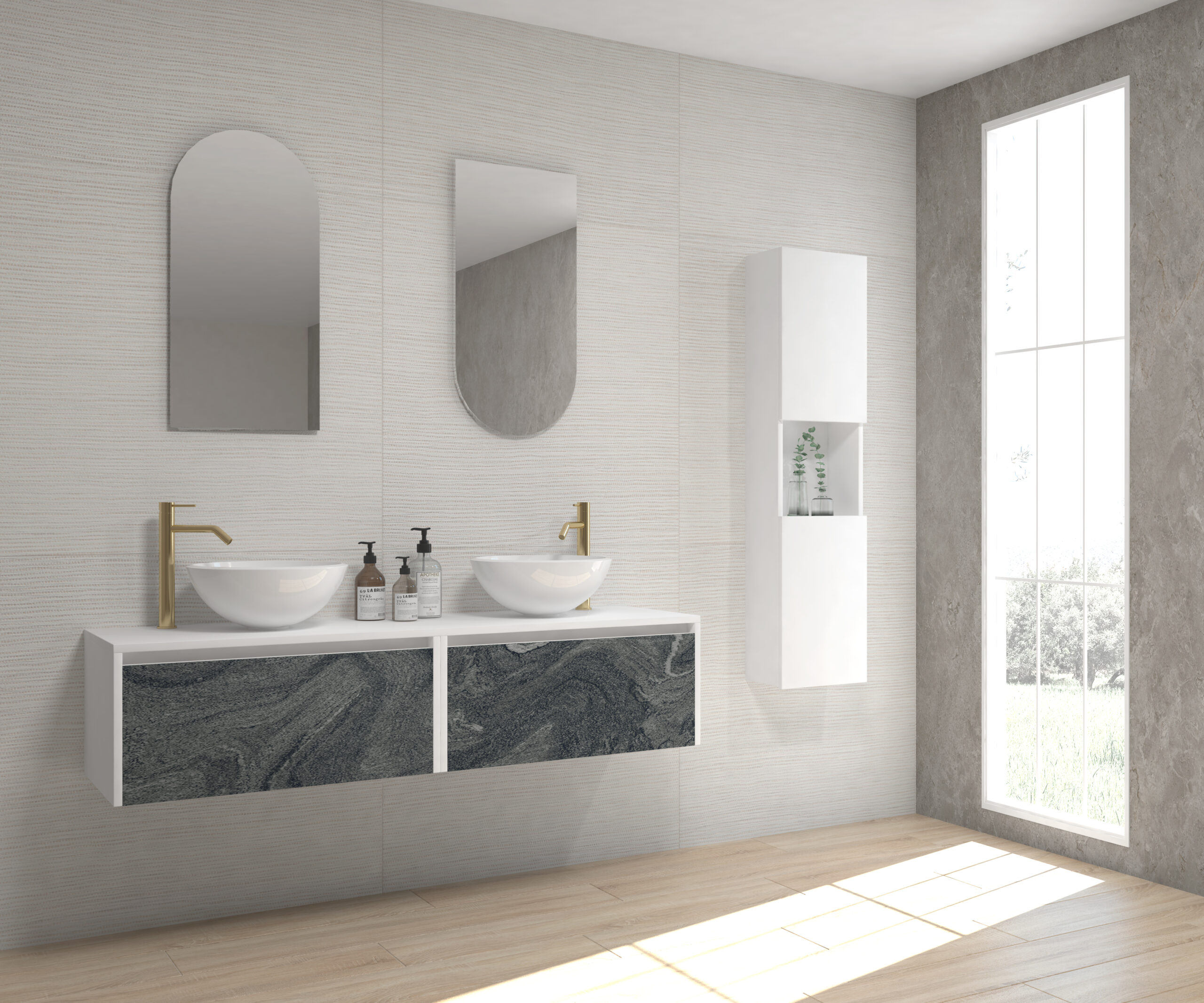 Pack GALOIS Sapienstone + lavabo + espejo alma