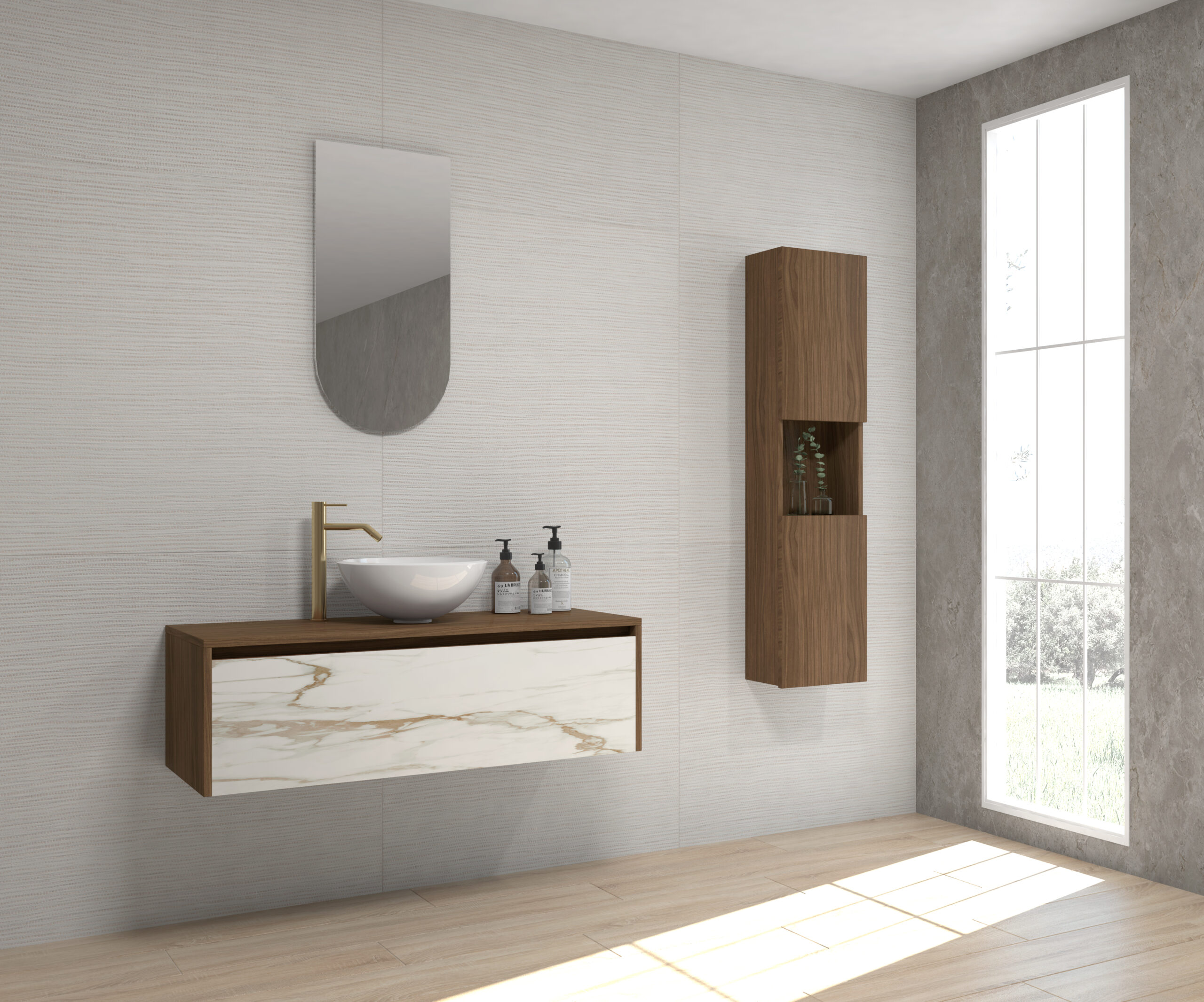 Pack GALOIS Sapienstone + lavabo + espejo alma
