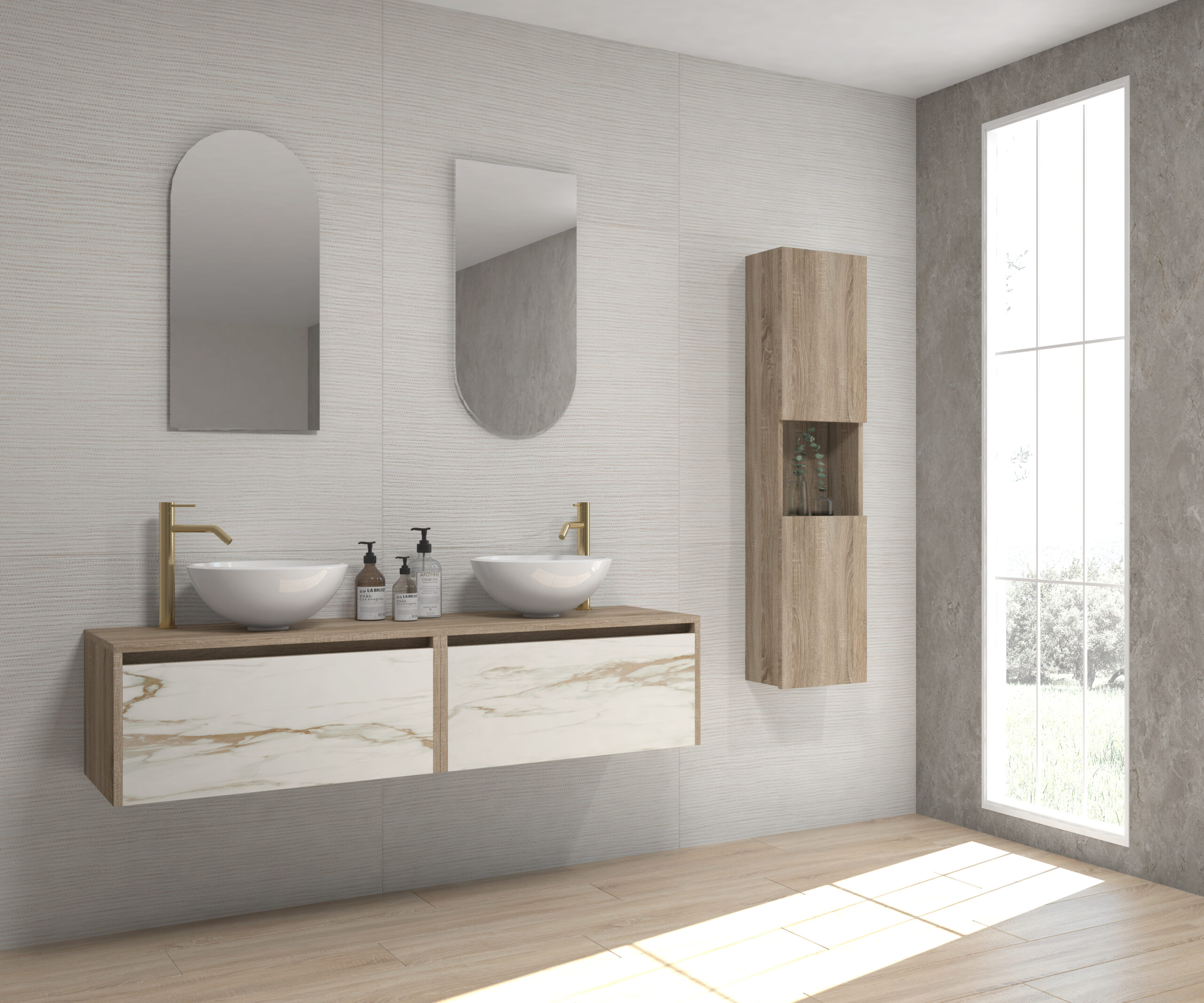 Pack GALOIS Sapienstone + lavabo + espejo alma