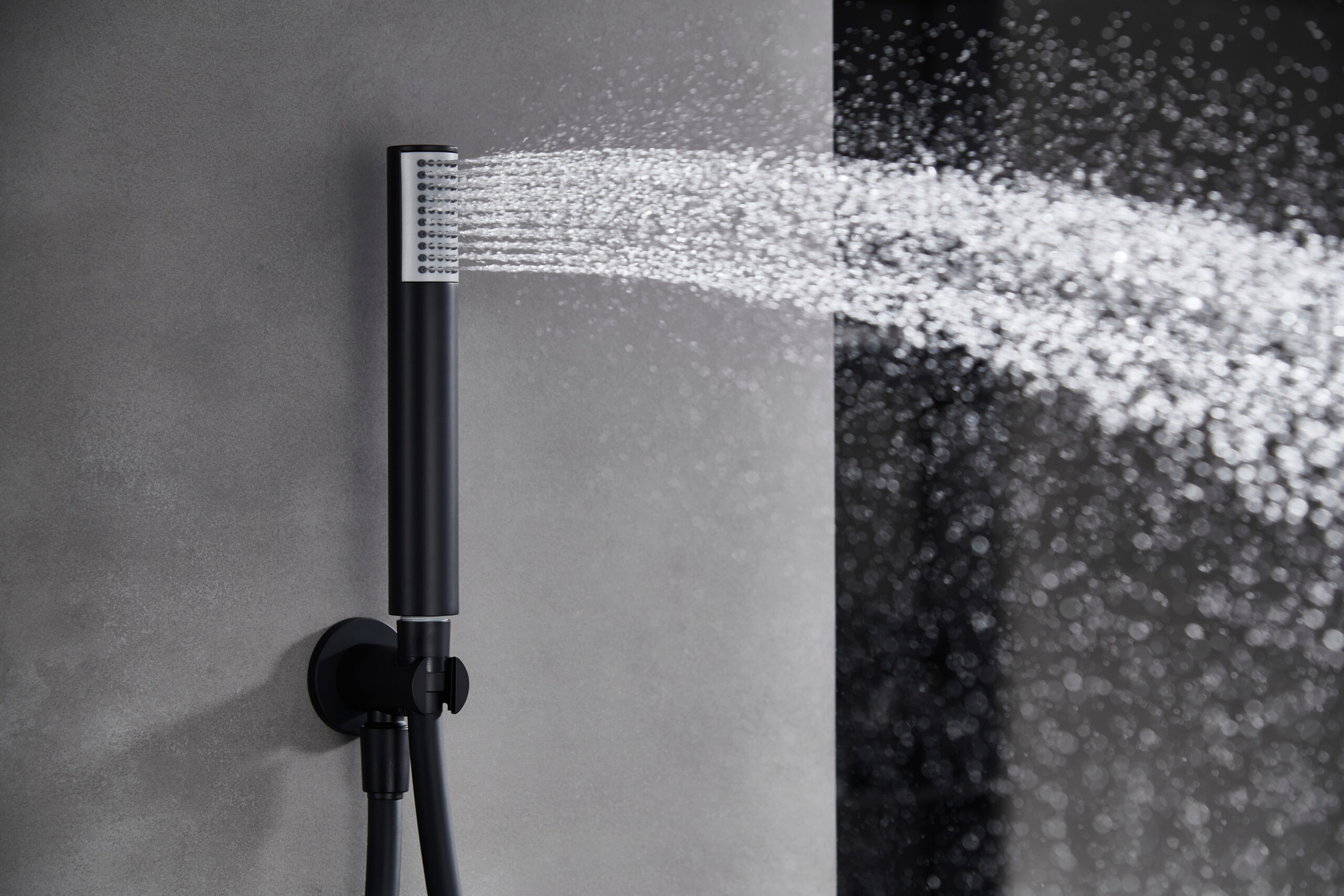 CONJUNTO DUCHA MONOMANDO EMPOTRADO TENERIFE NEGRO MATE