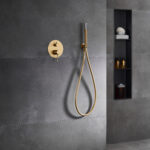 CONJUNTO DUCHA MONOMANDO EMPOTRADO TENERIFE ORO CEPILLADO