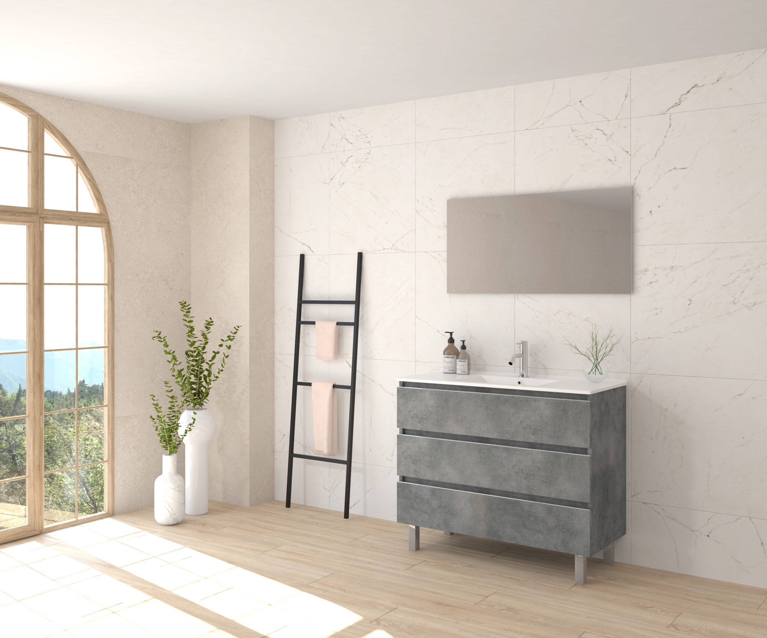 Pack ALEGHE + lavabo + espejo liso