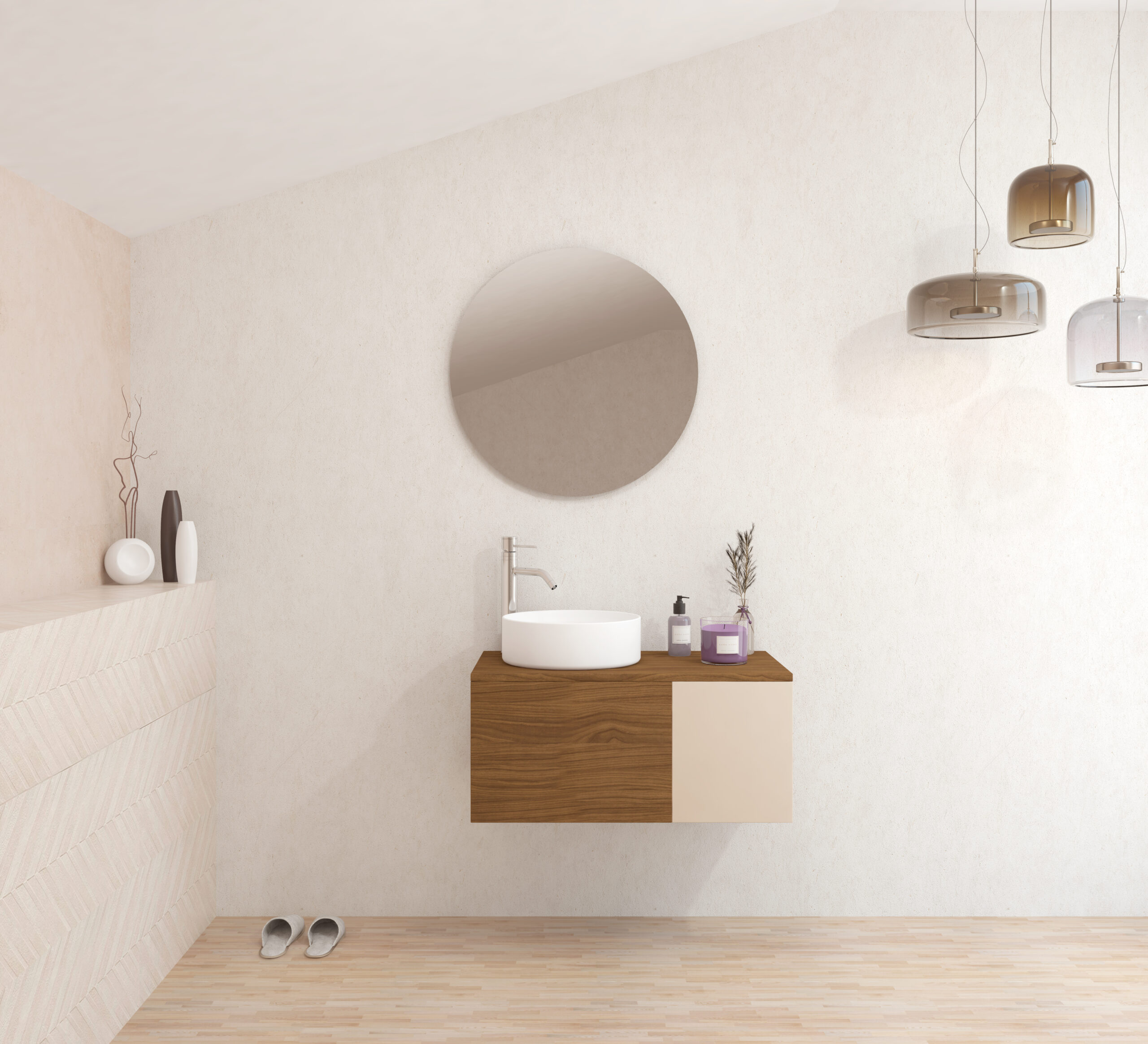 Pack BARDOT + lavabo + miroir rond