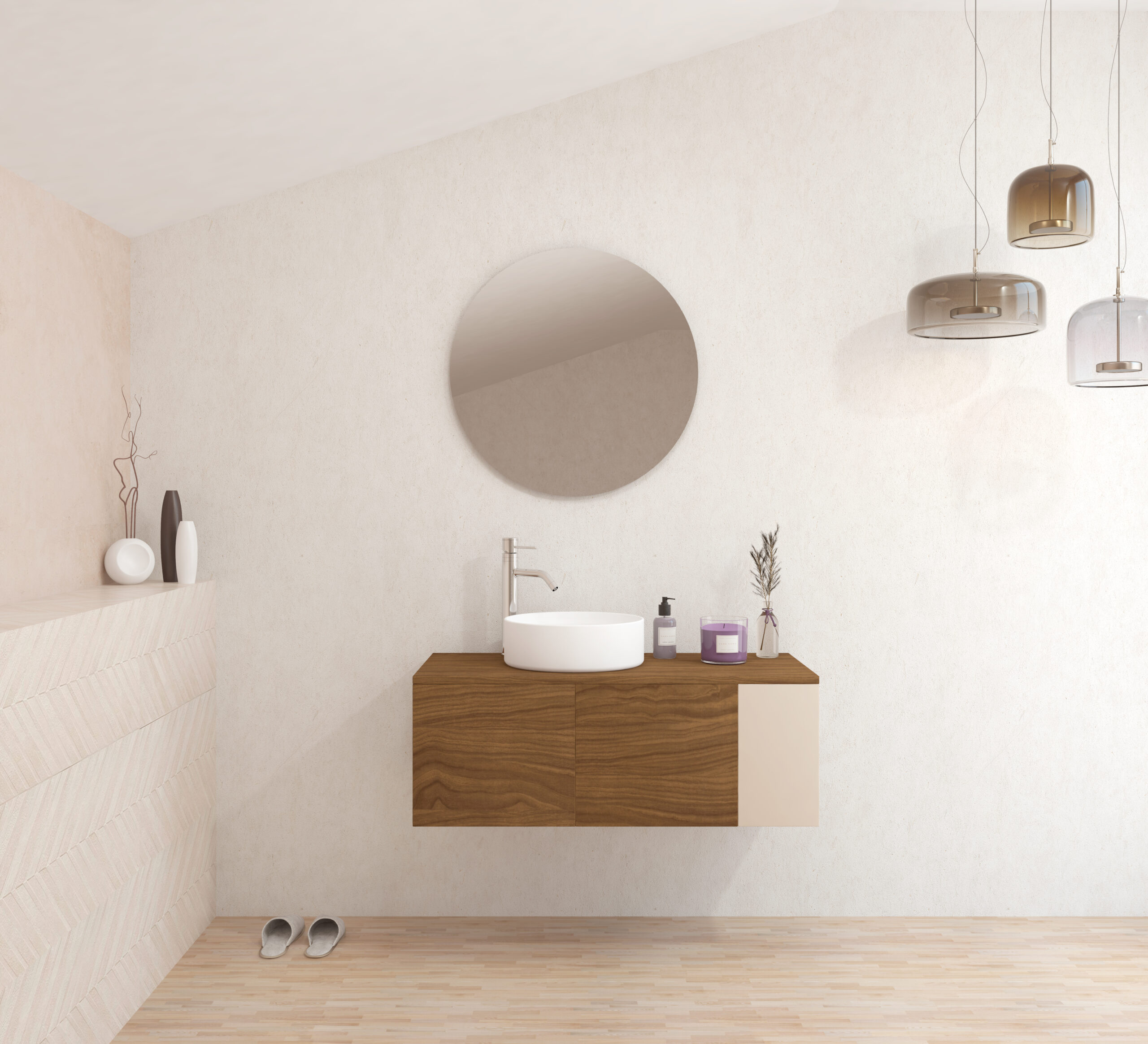 Pack BARDOT + lavabo + miroir rond
