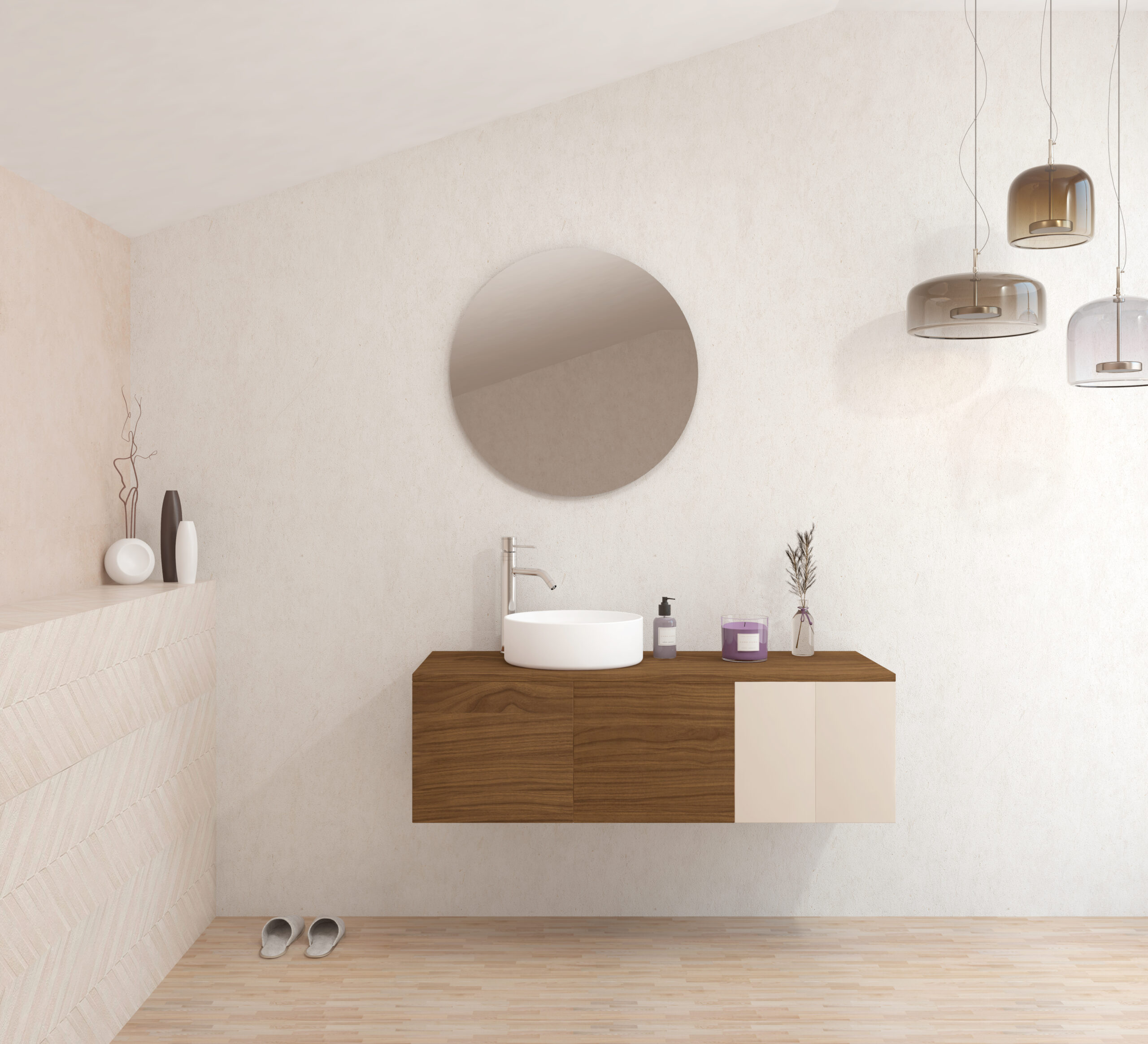 Pack BARDOT + lavabo + miroir rond