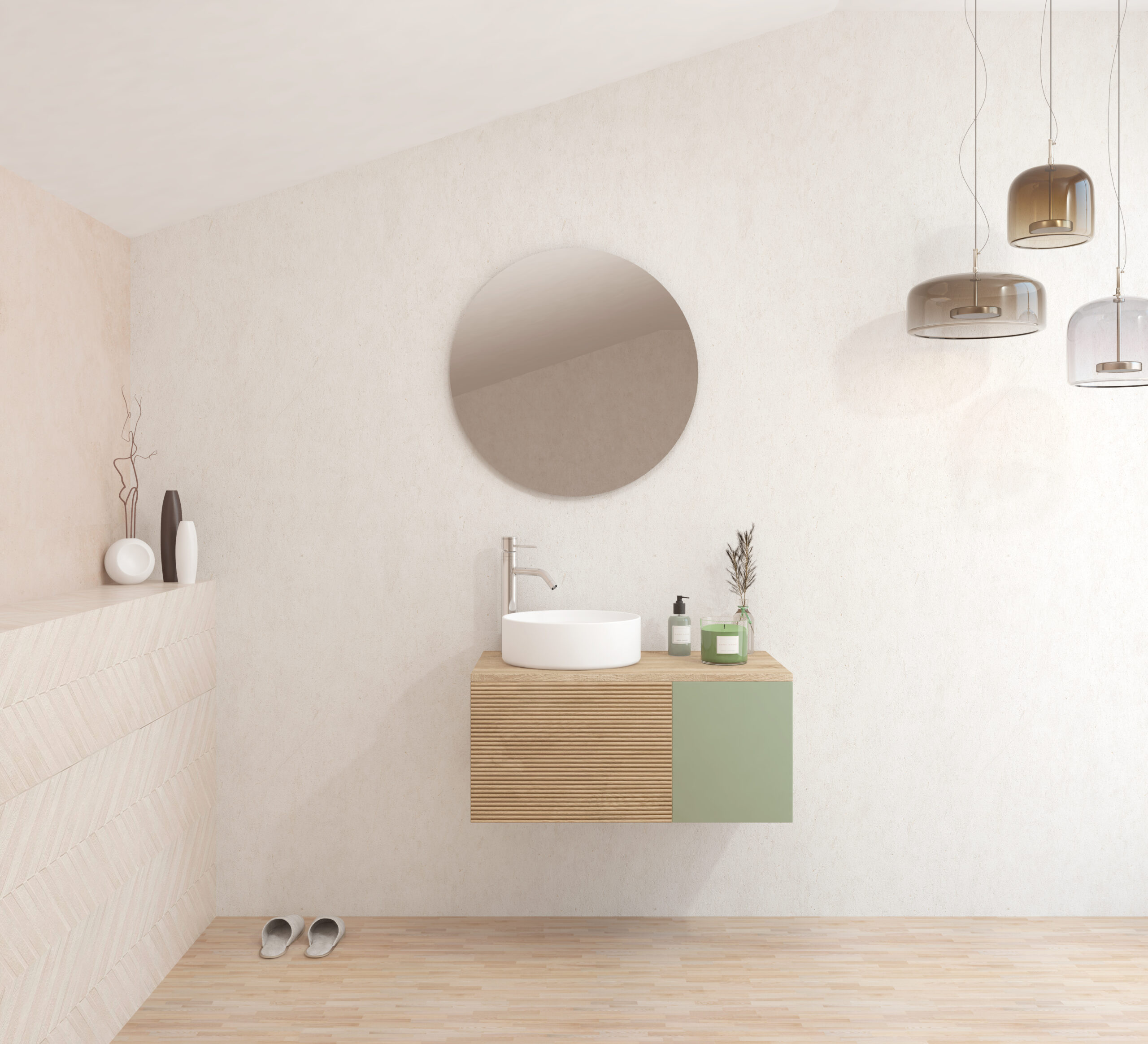 Pack BARDOT + lavabo + miroir rond