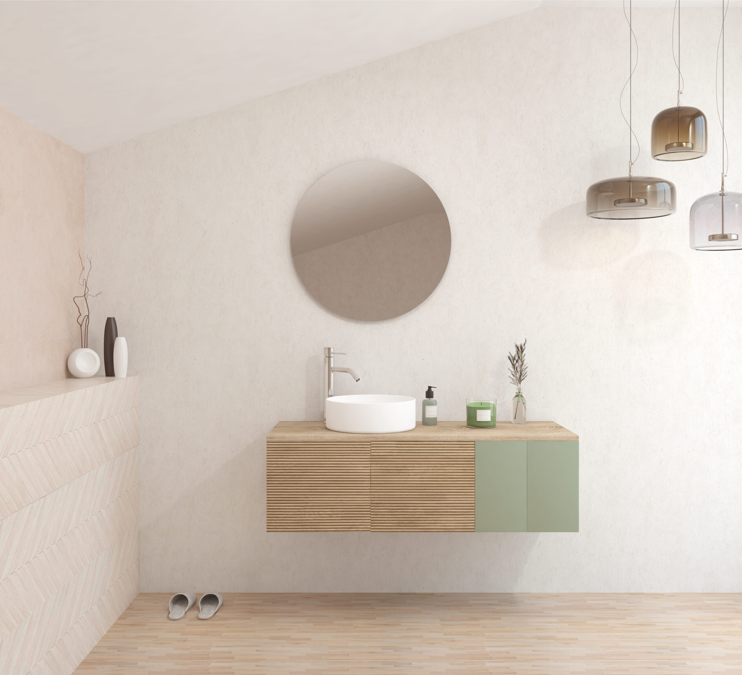 Pack BARDOT + lavabo + miroir rond