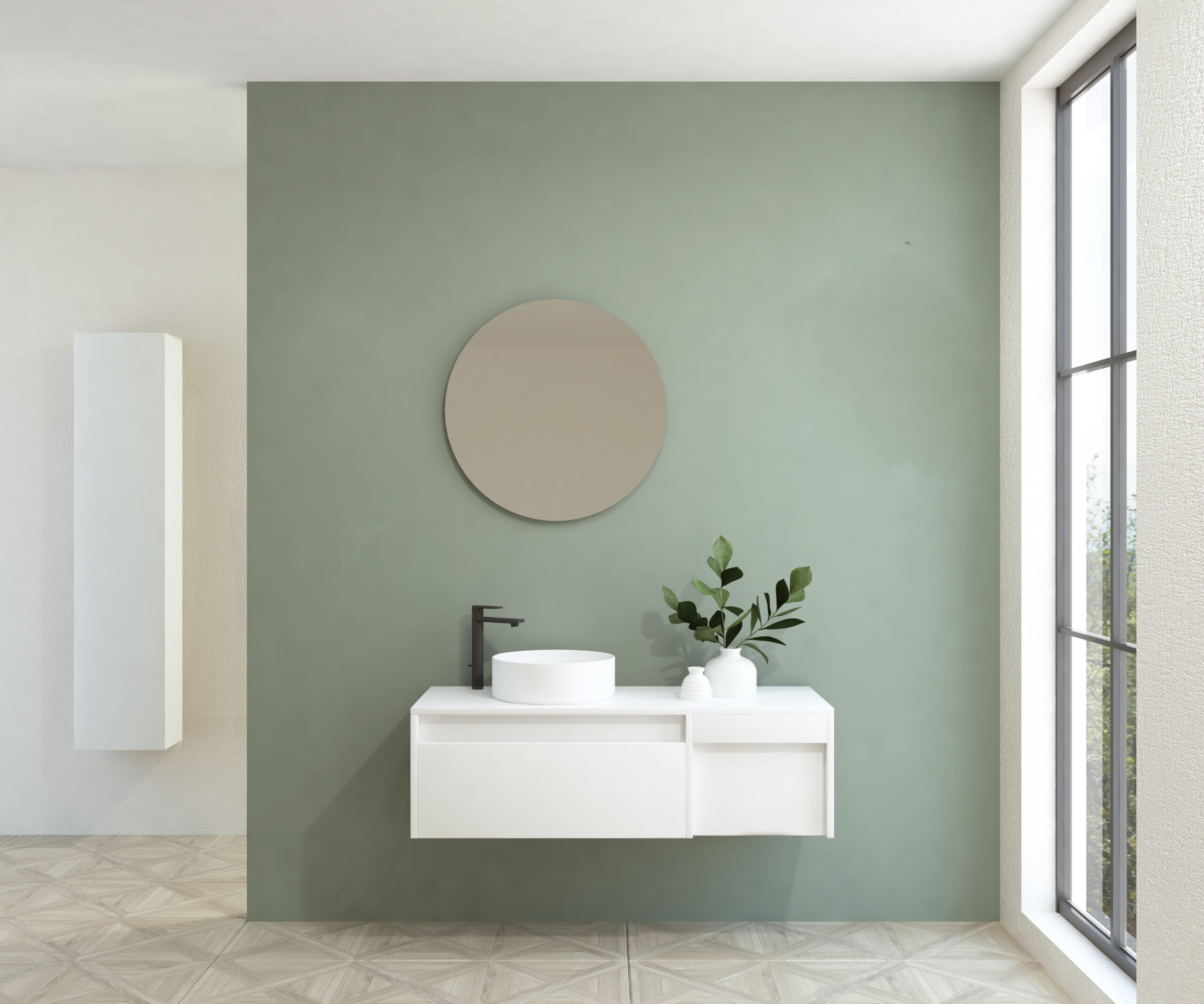 Pack BACHOT + évier + miroir rond