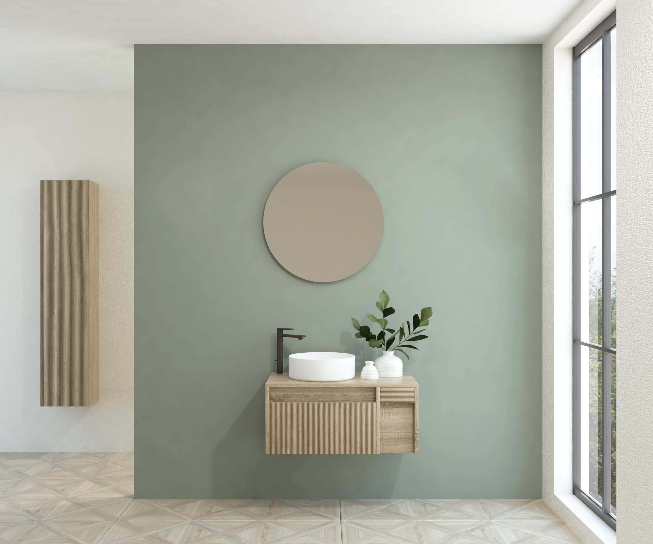 Pack BACHOT + évier + miroir rond