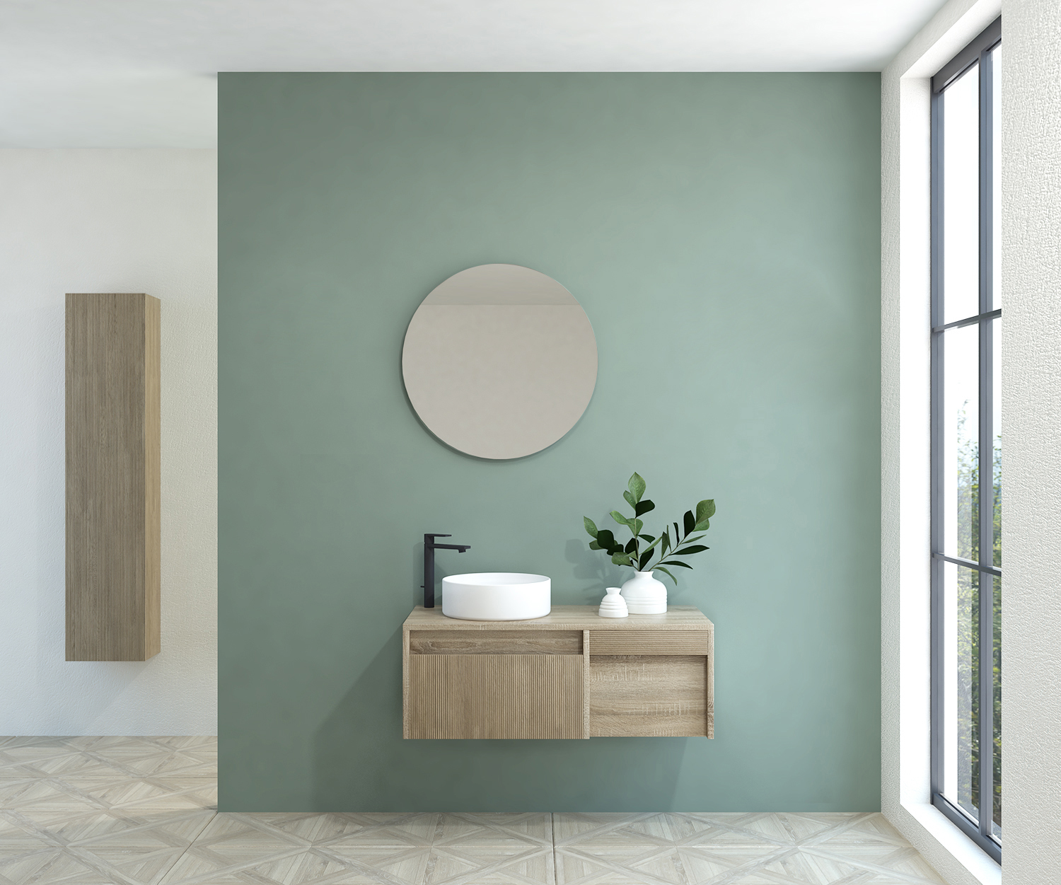 Pack BACHOT + évier + miroir rond