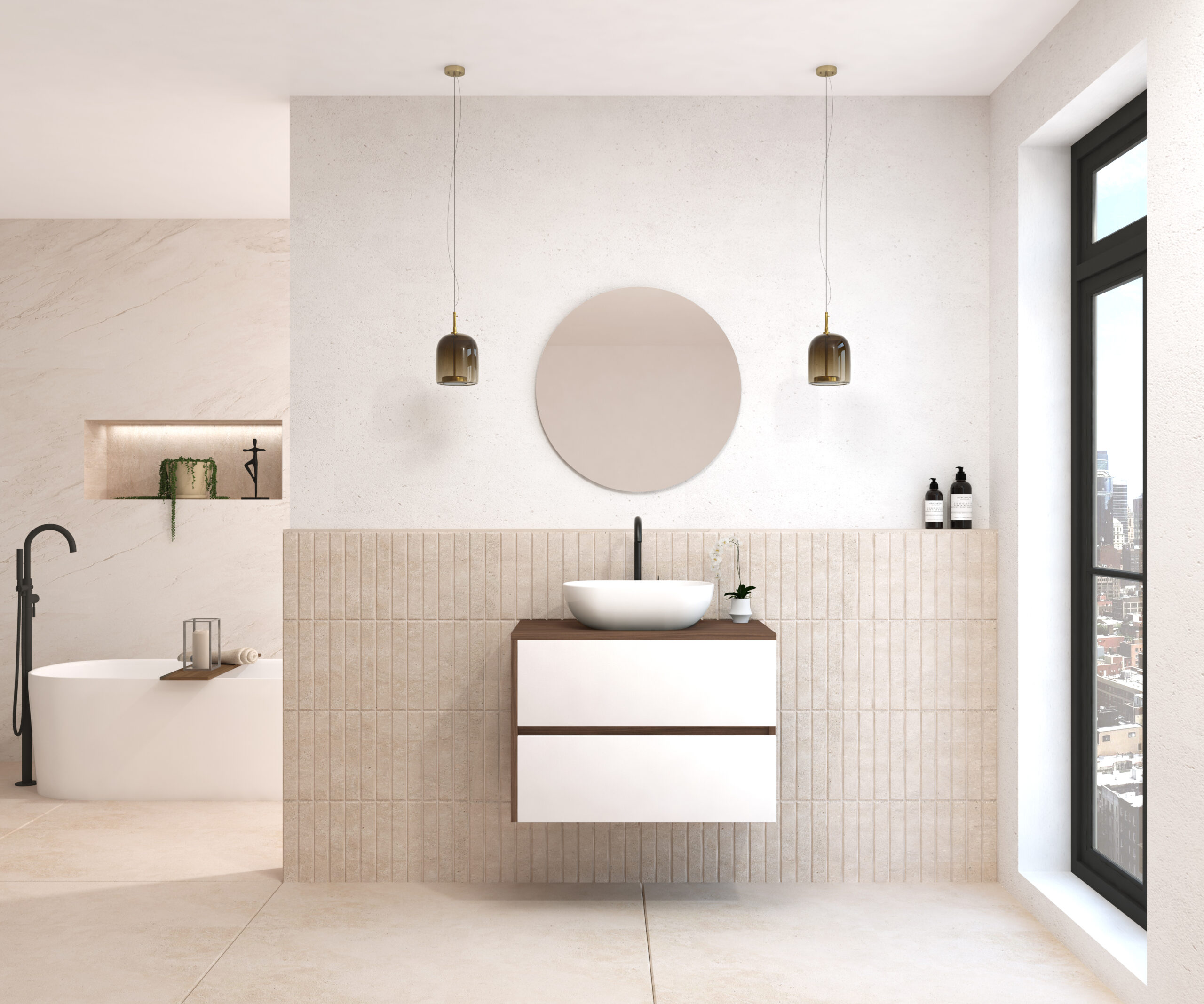 Pack BEUNEVEU + lavabo + miroir rond