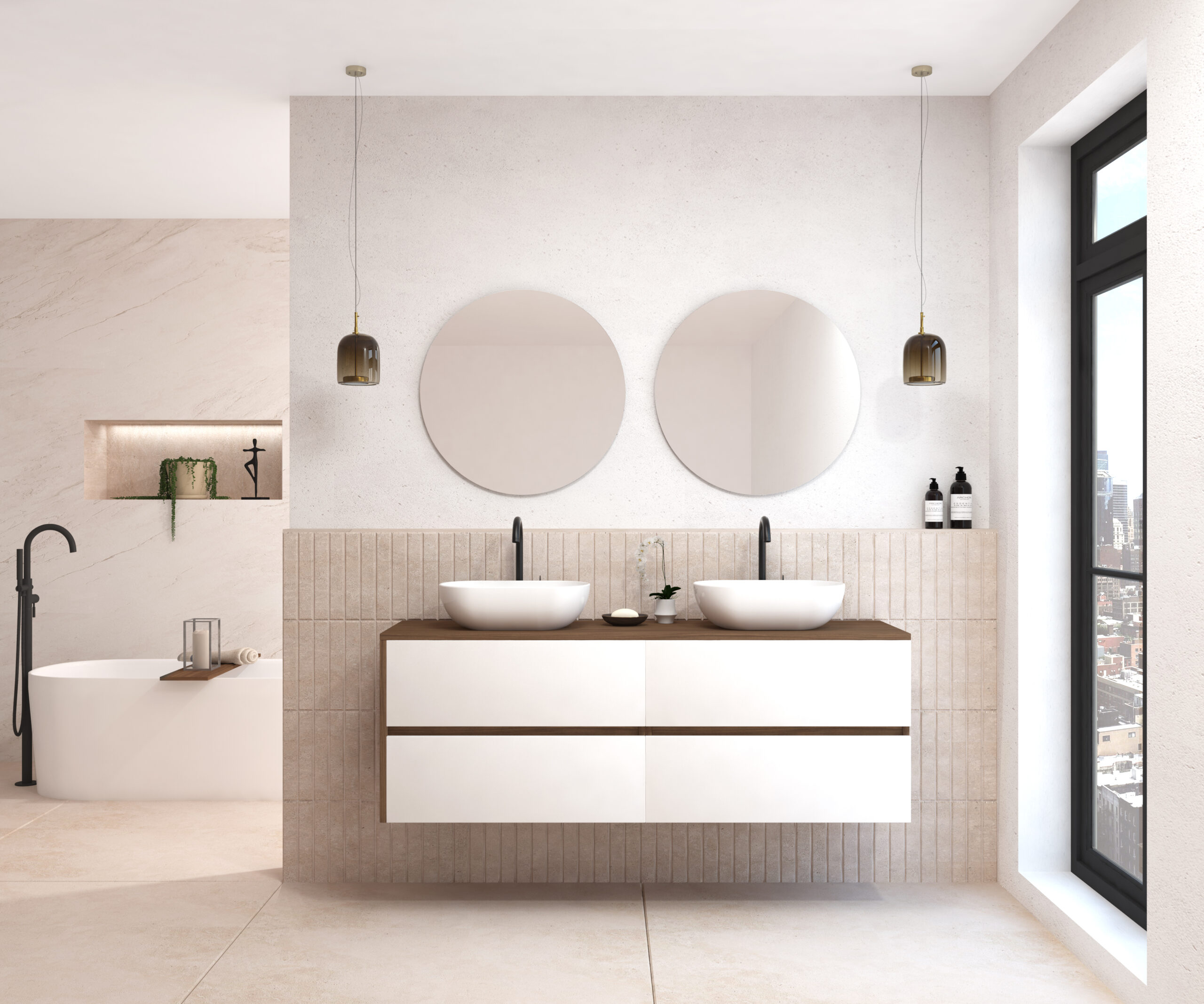 Pack BEUNEVEU + lavabo + miroir rond